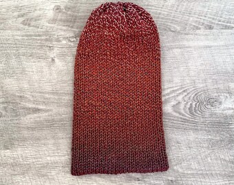 Reversible Knit Beanie, Double Thick, Slouchy or Brim