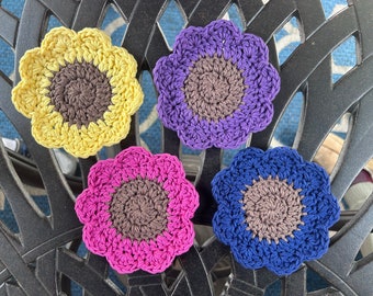Sunflower Coaster set, Crochet coaster, Crochet, Coaster
