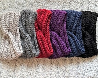 Ear warmer, Crochet, Handmade, Headband, Twisted ear warmer, Turban ear warmer, Gift,