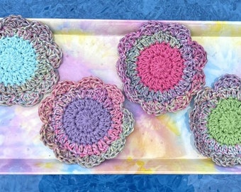 Flower Coaster set, Crochet coaster, Crochet, Coaster