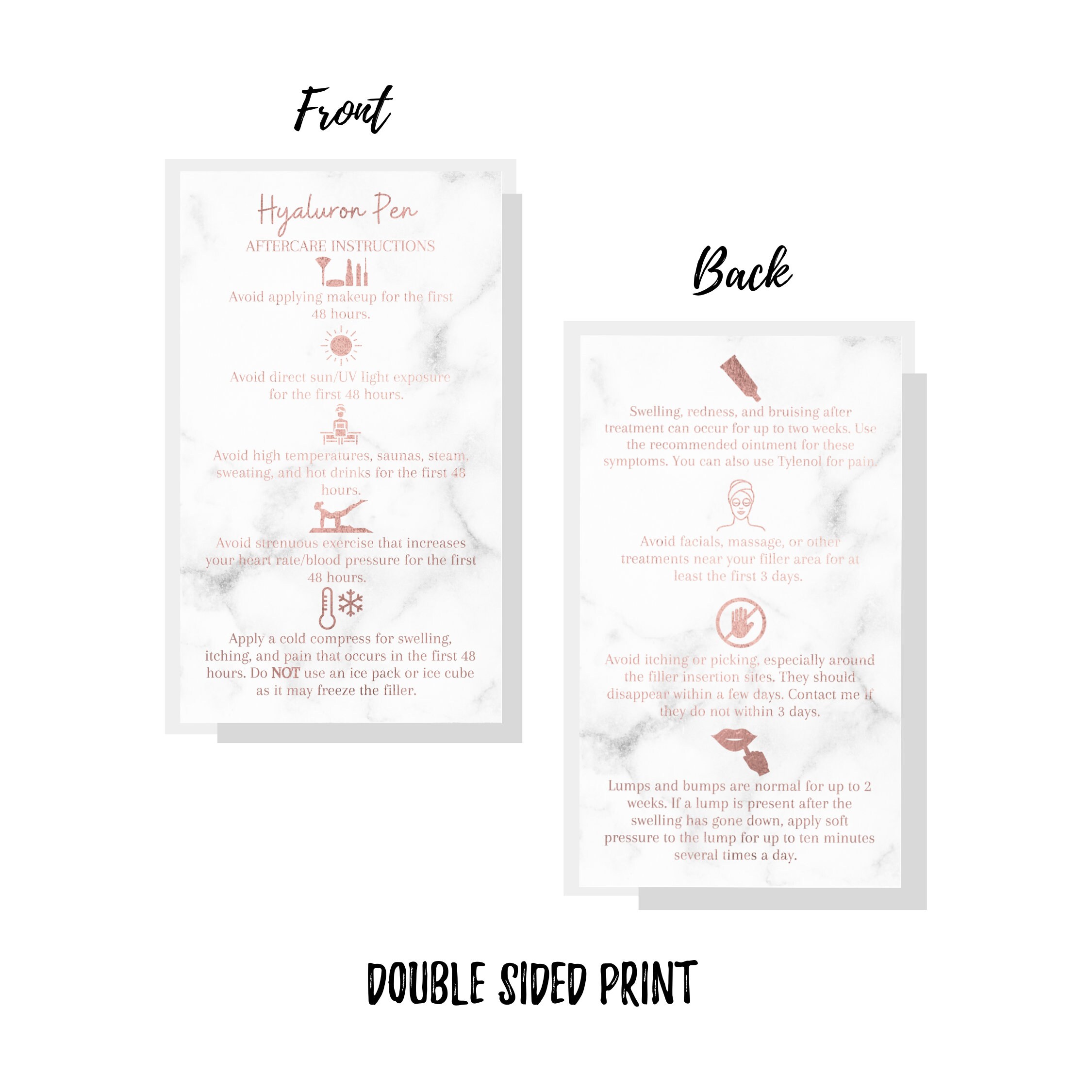Hyaluron Pen Filler Aftercare Instruction Cards Physical Etsy