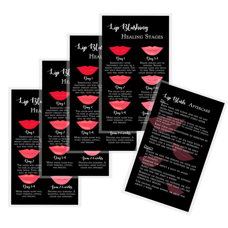 Lip Blush Healing Process and Aftercare Instruction Cards Etsy