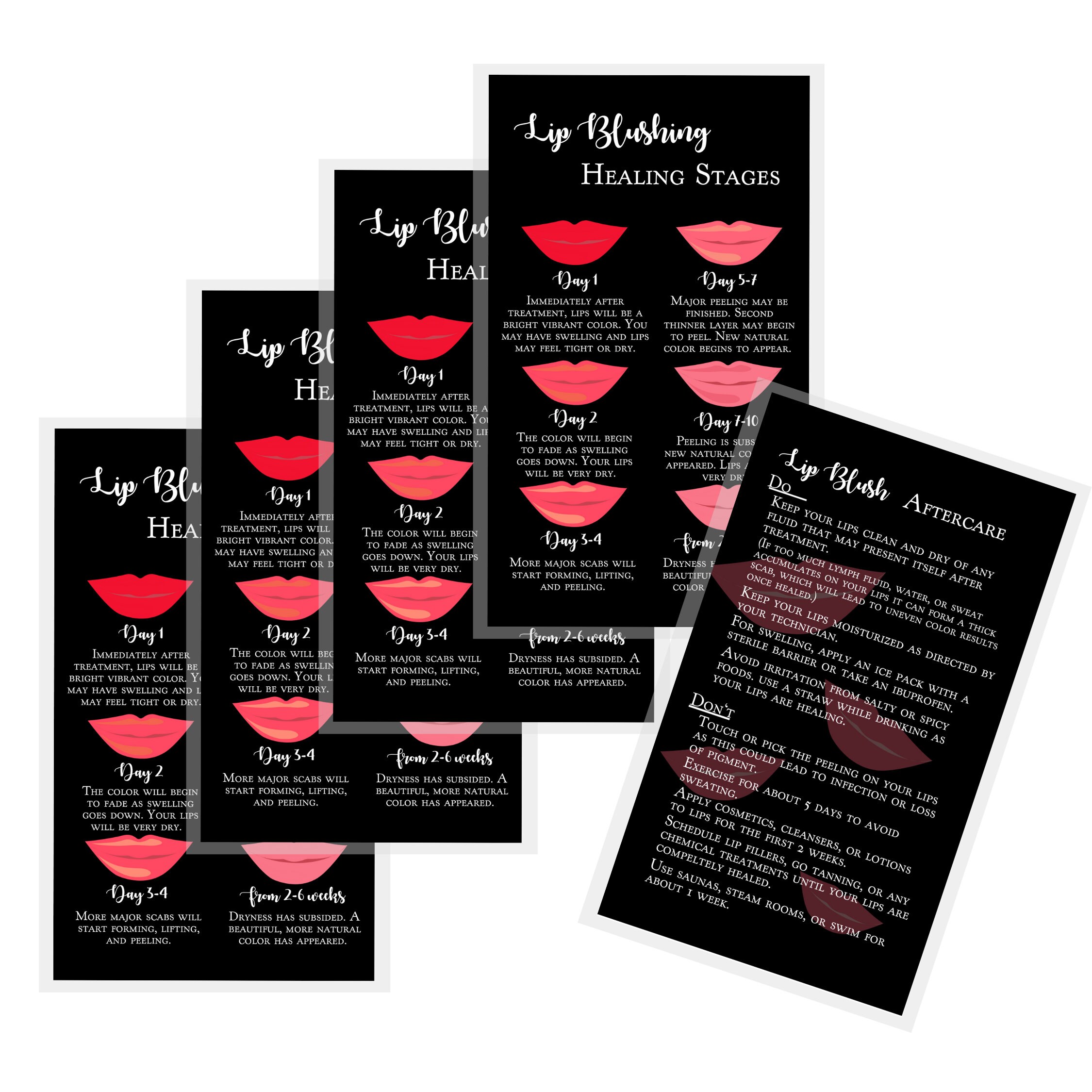 Lip Blush Healing Process and Aftercare Instruction Cards Etsy