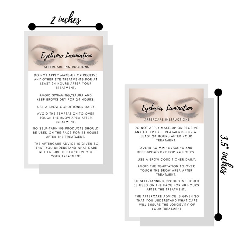 Eyebrow Lamination Aftercare Instruction Cards Physical Etsy