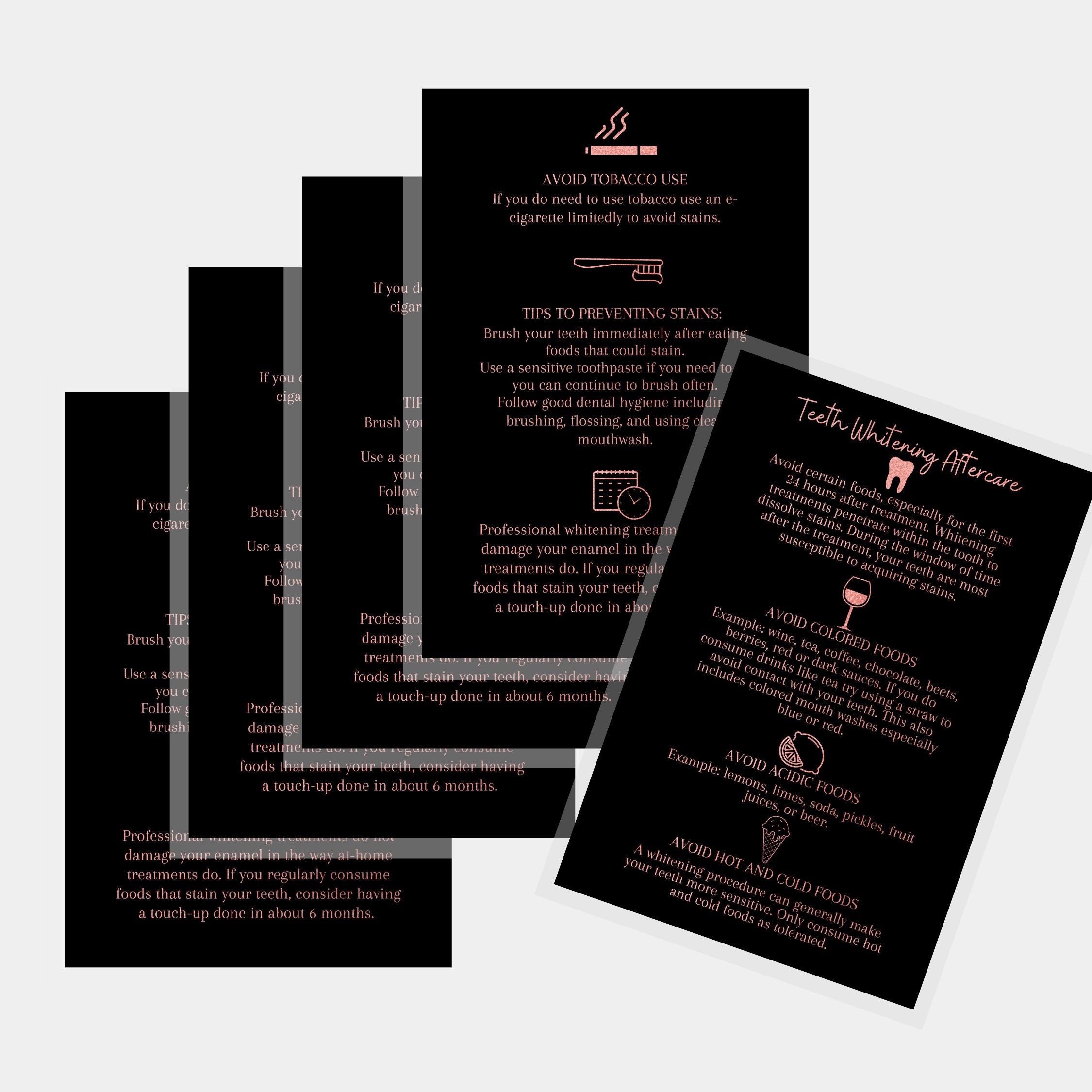Teeth Whitening Aftercare Instruction Card Physical Printed Etsy