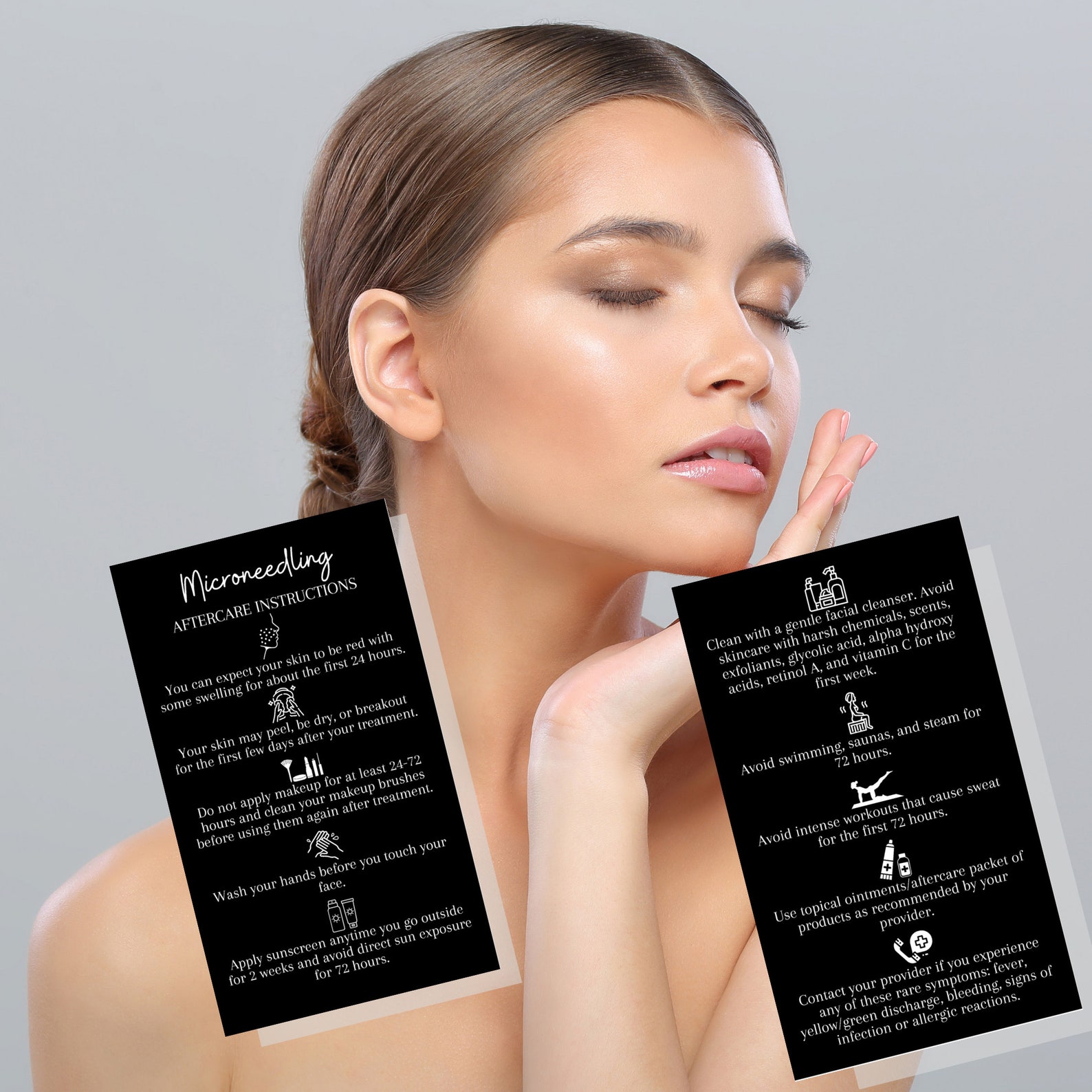Microneedling Aftercare Instruction Cards Physical Printed Etsy