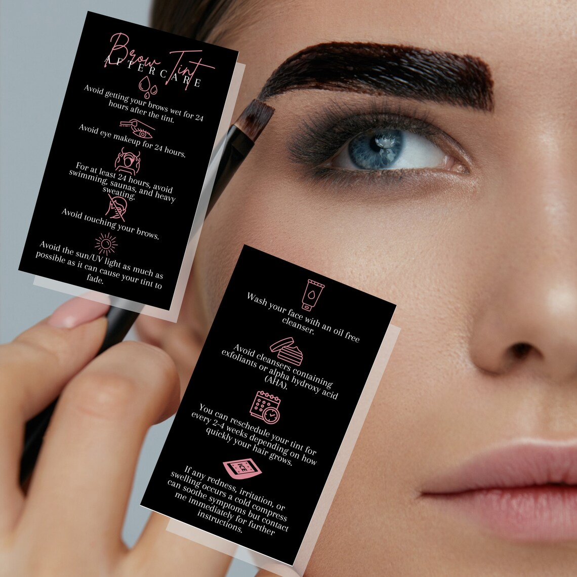 Brow Tint Aftercare Instruction Cards Physical Printed 2 x Etsy