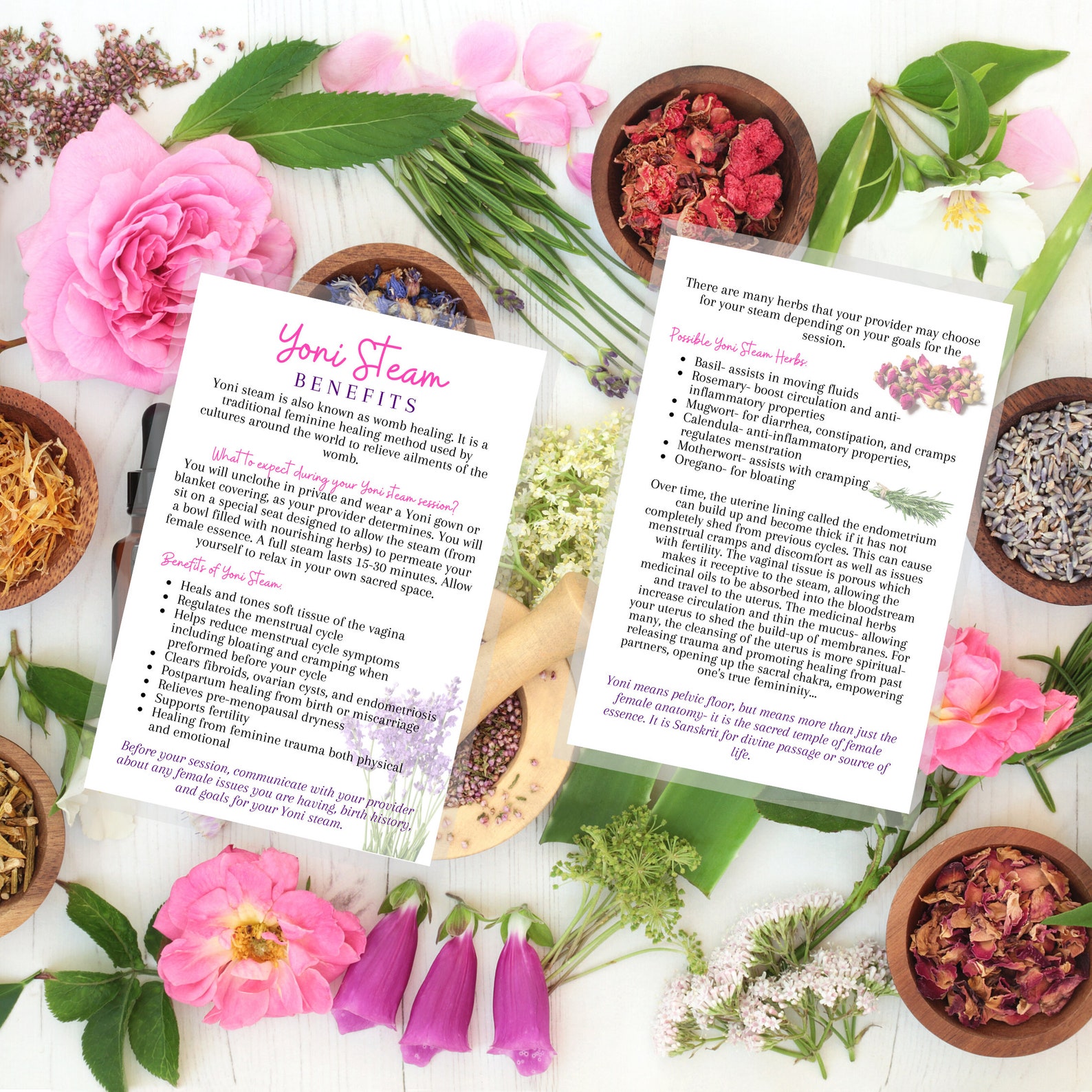 Yoni Steam Benefits Infocard Physical Printed 4x6 Inch Etsy