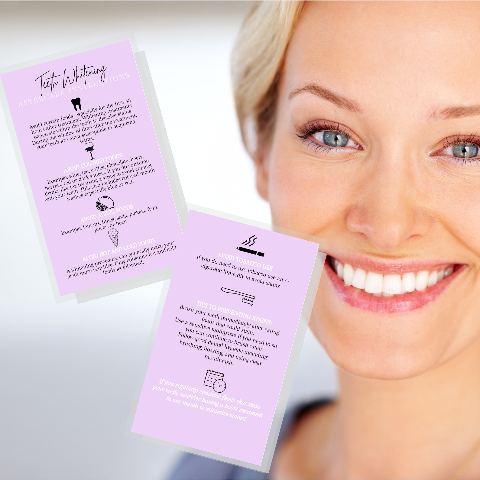 Teeth Whitening Aftercare Instruction Card Physical Printed Etsy