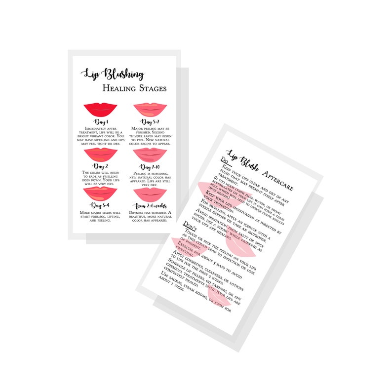 Lip Blush Healing Process and Aftercare Instruction Cards Etsy