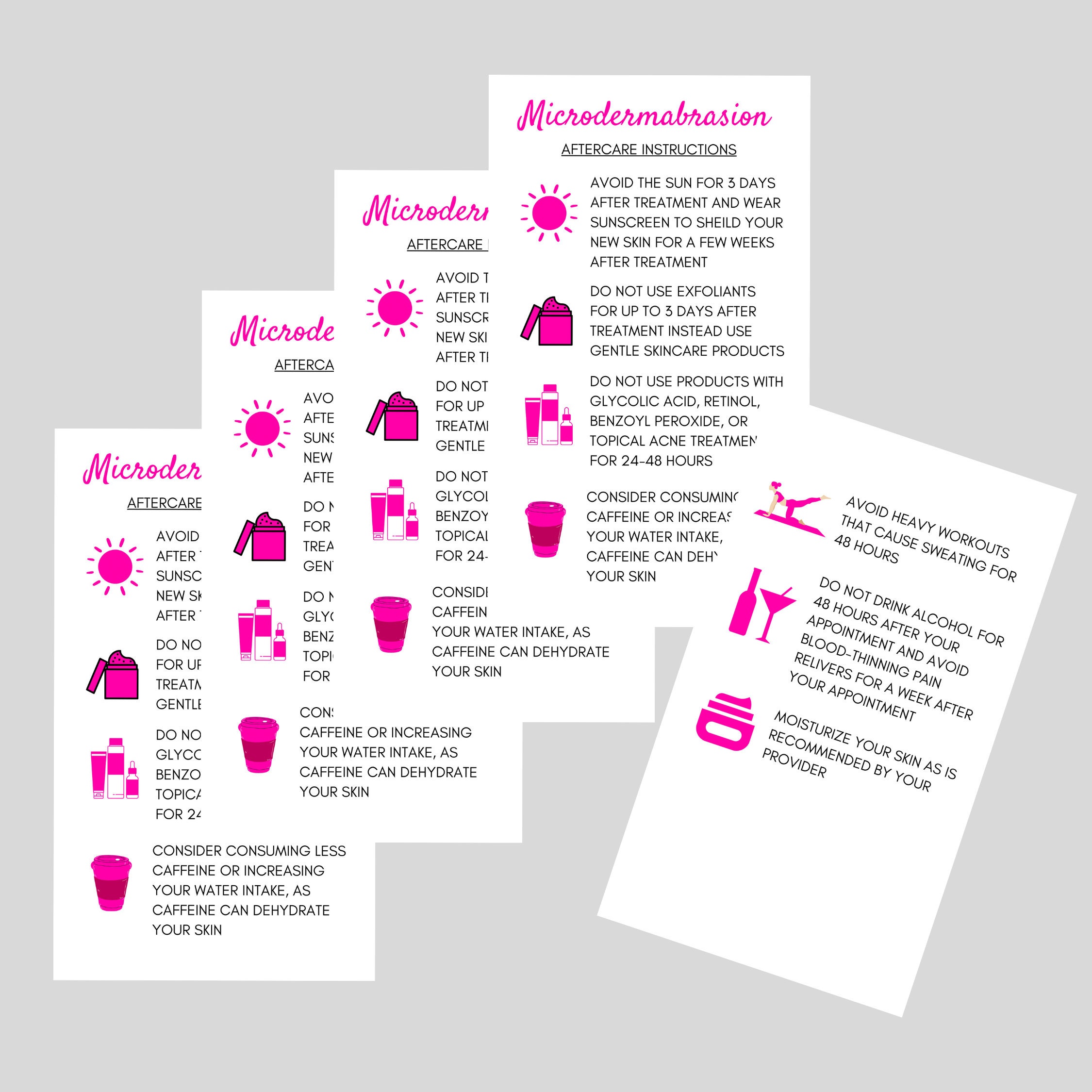 Microdermabrasion Aftercare Patient Instruction Cards Etsy