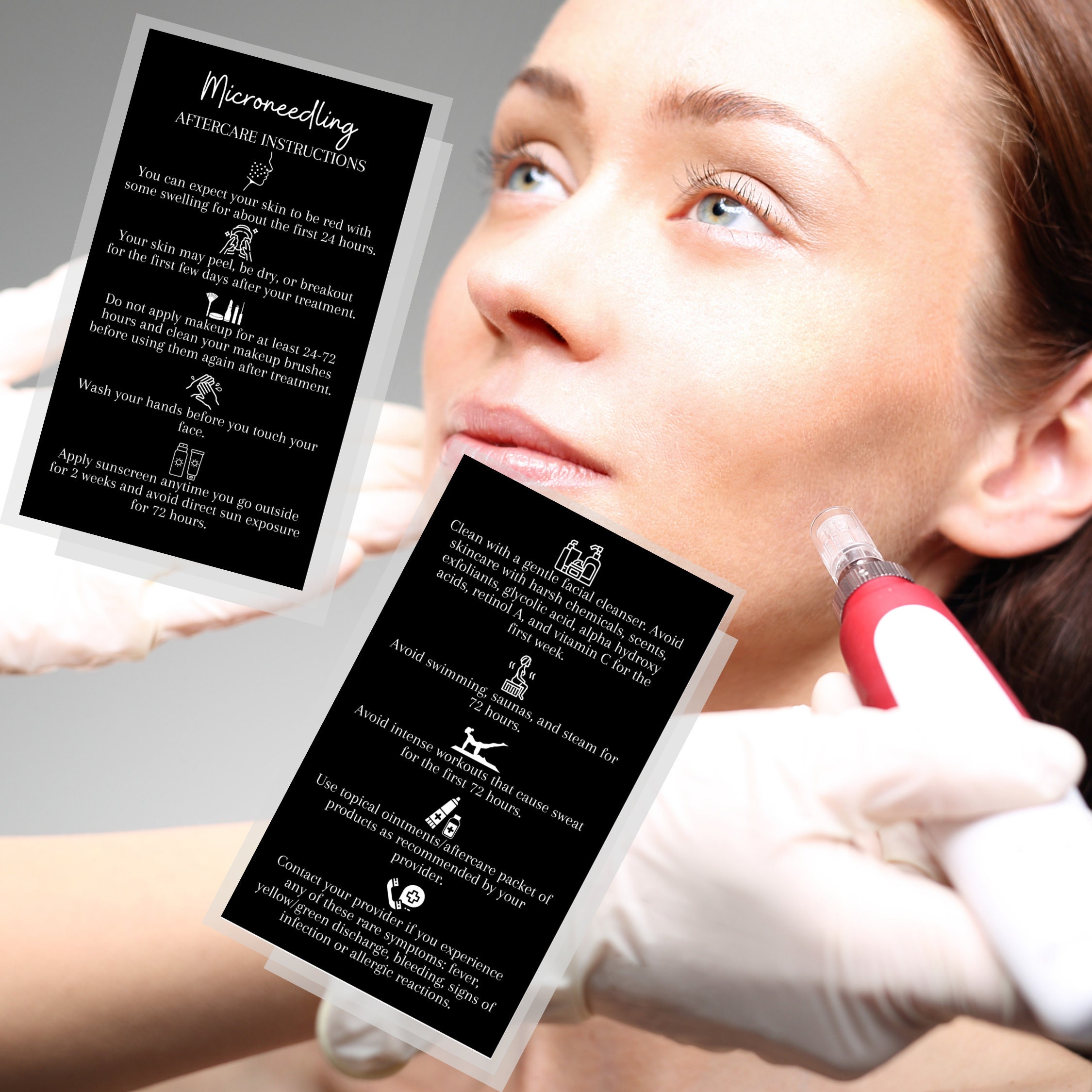 Hyaluron Pen Aftercare Cards - 100 Pack Laminated Instruction Cards