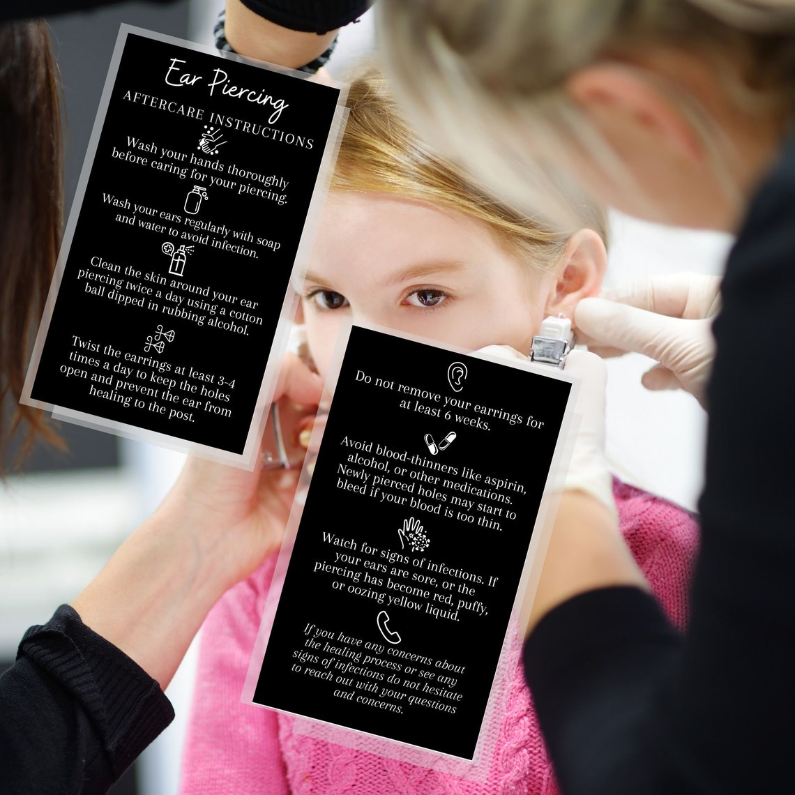 Ear Piercing Aftercare Cards Physical Printed 2x3.5 Inch Etsy
