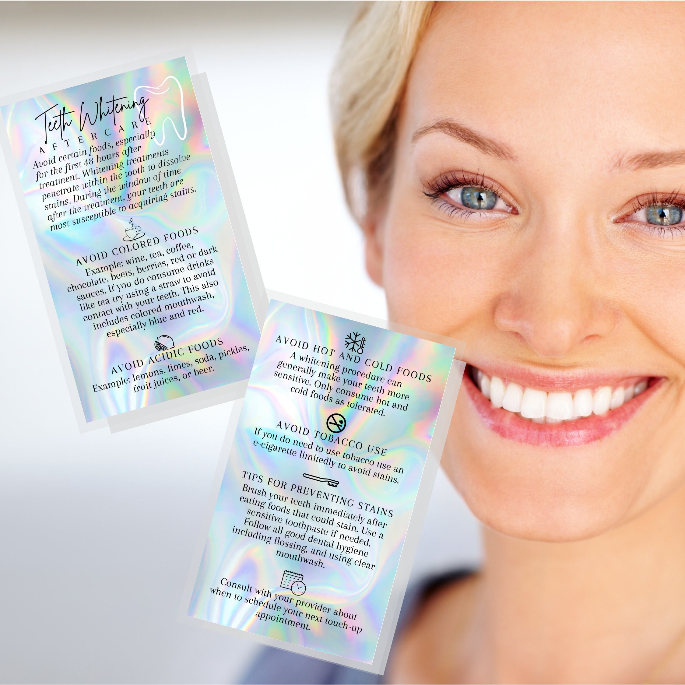 Teeth Whitening Aftercare Card Physical Printed 2x3.5 inch Etsy