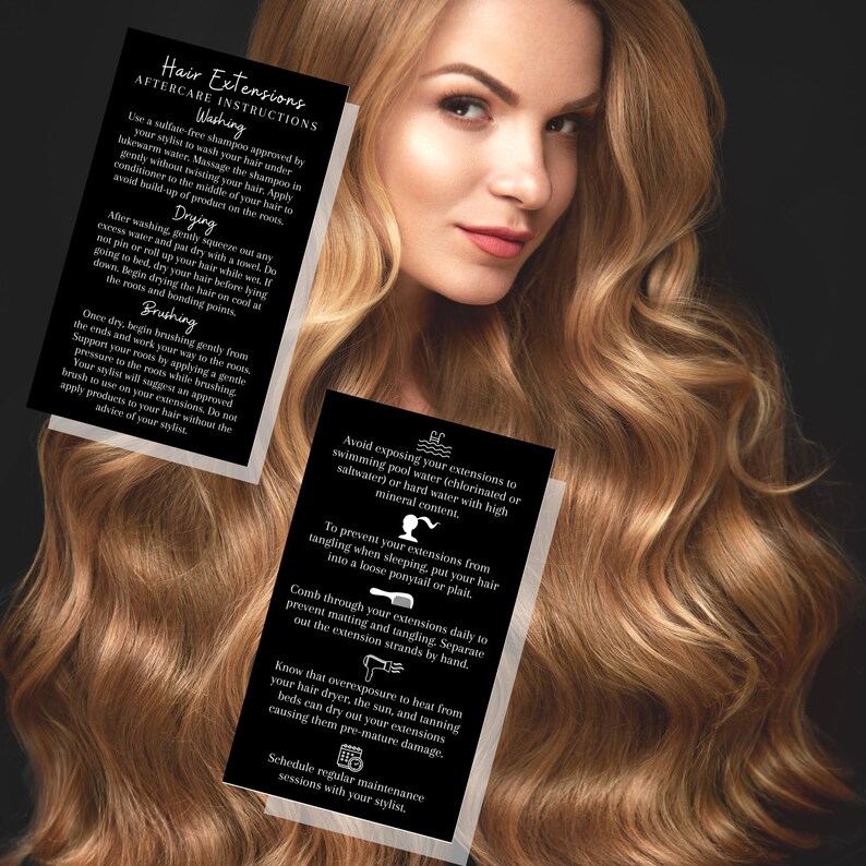 Hair Extension Aftercare Instruction Card Physical Printed Etsy