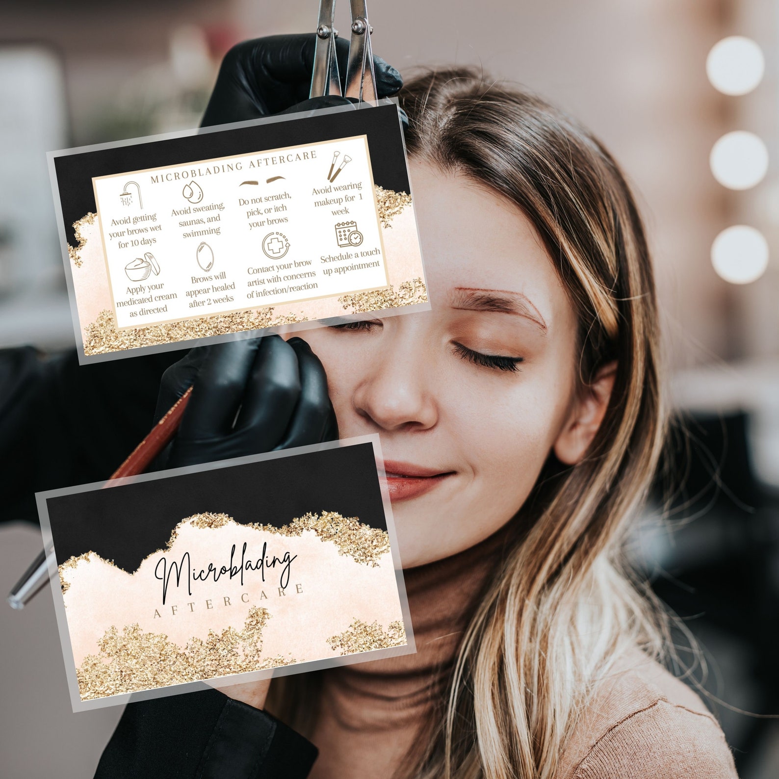 Microblading Aftercare Instruction Cards Physical Printed 2 - Etsy