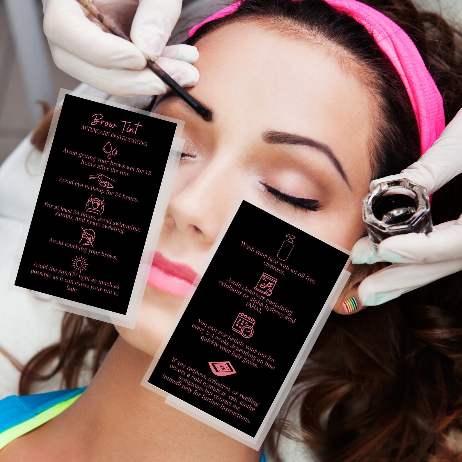 Brow Tint Aftercare Instruction Cards Physical Printed 2 X Etsy