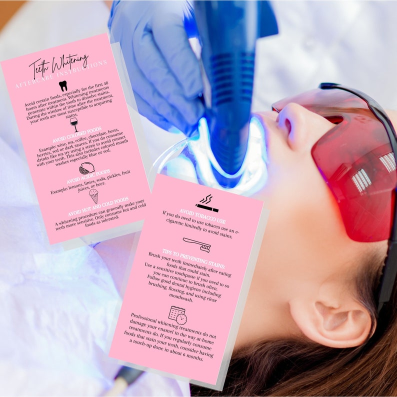 Teeth Whitening Aftercare Instruction Card Physical Printed Etsy