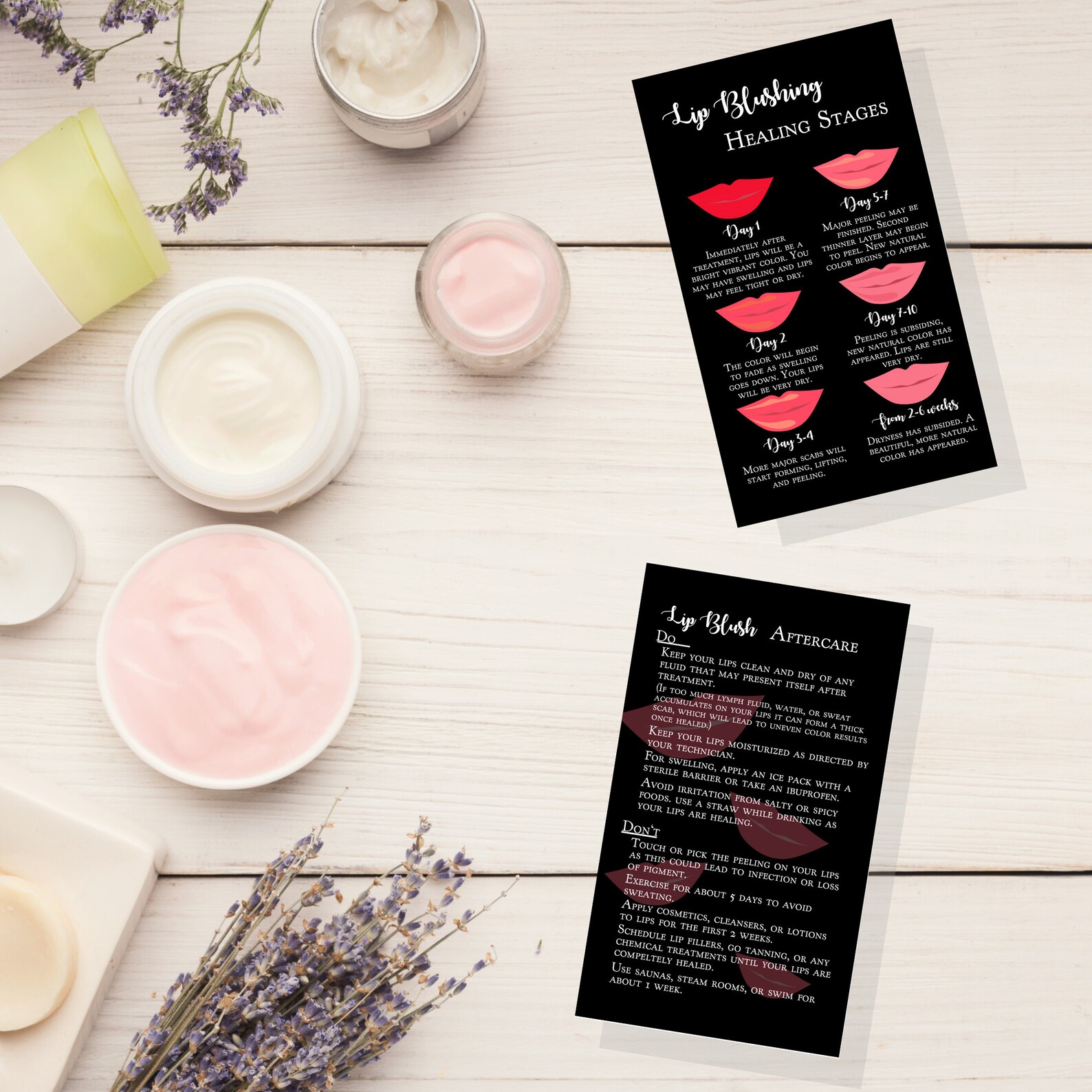 Lip Blush Healing Process and Aftercare Instruction Cards Etsy