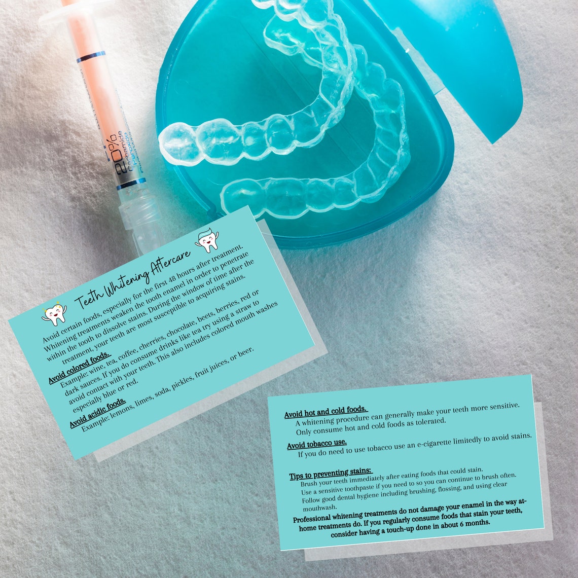 Teeth Whitening Aftercare Instruction Cards Physical Printed Etsy