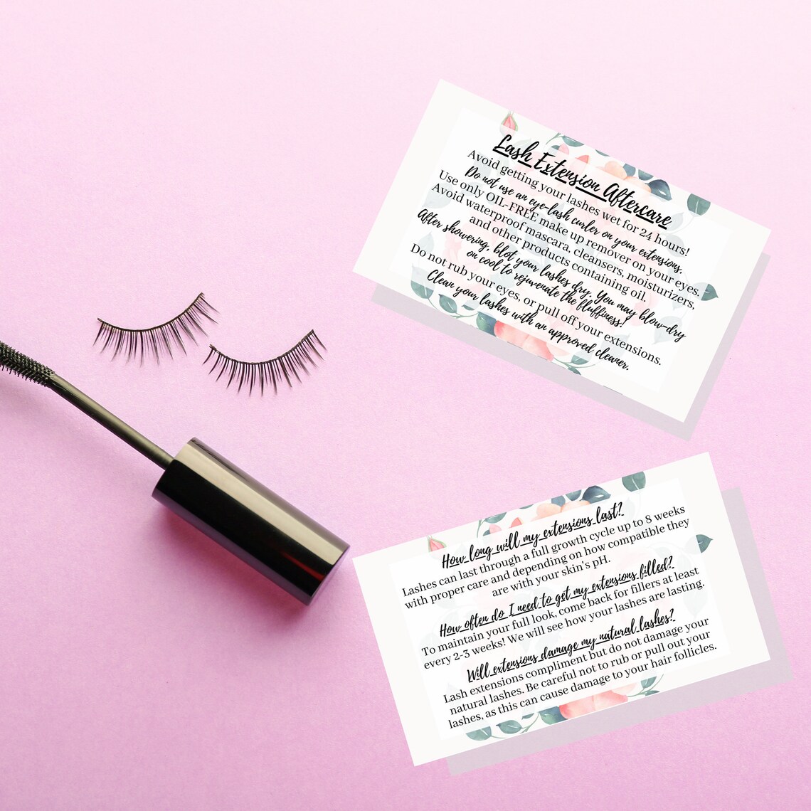 Lash Extension Aftercare Instruction Cards 23 Week Fillers Etsy