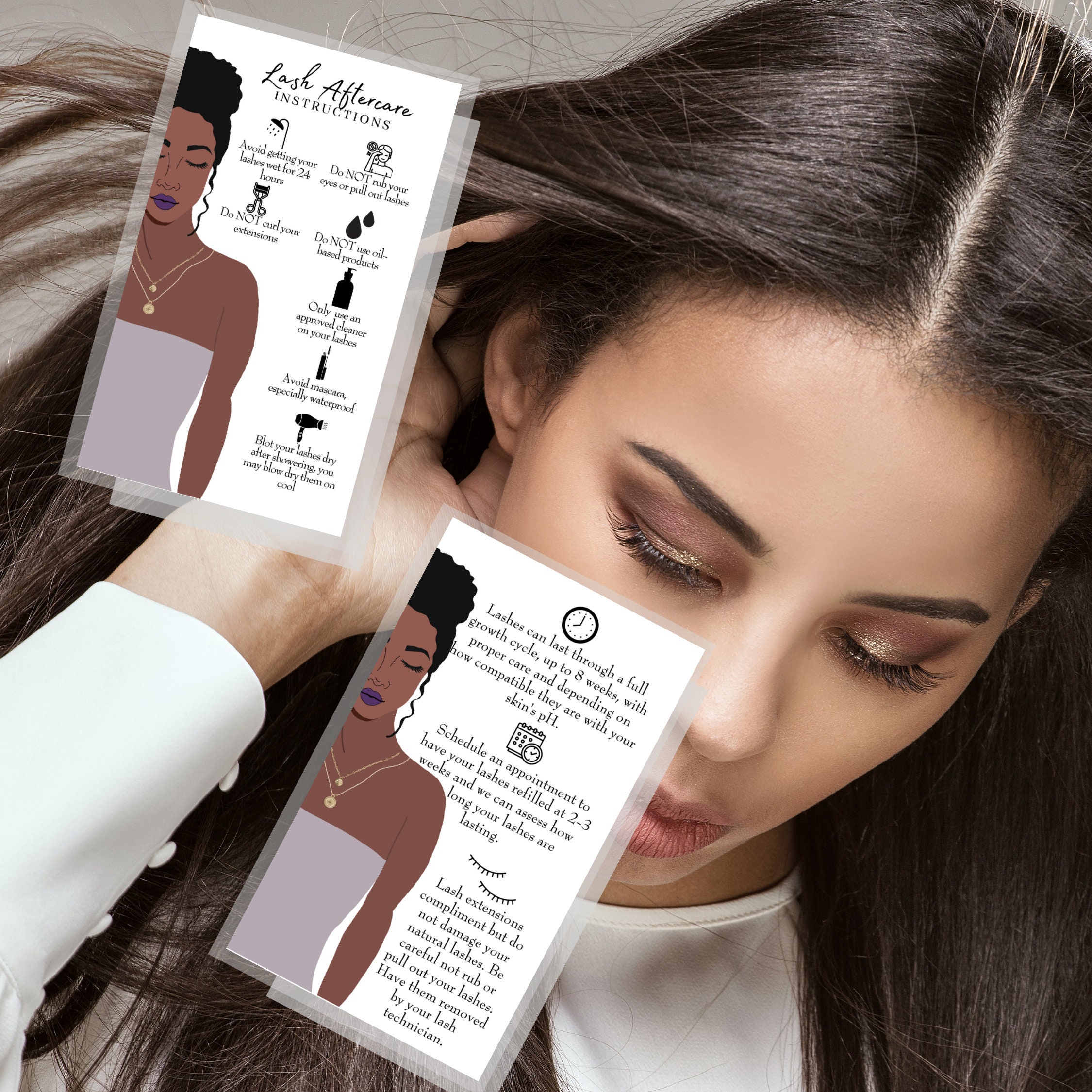 Lash Extension Aftercare Instruction Cards Physical Printed Etsy