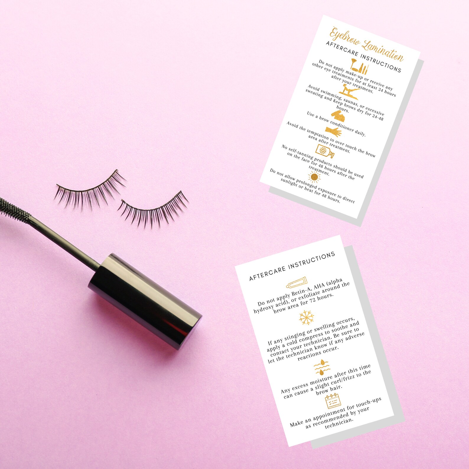 Eyebrow Lamination Aftercare Instruction Cards Physical Etsy