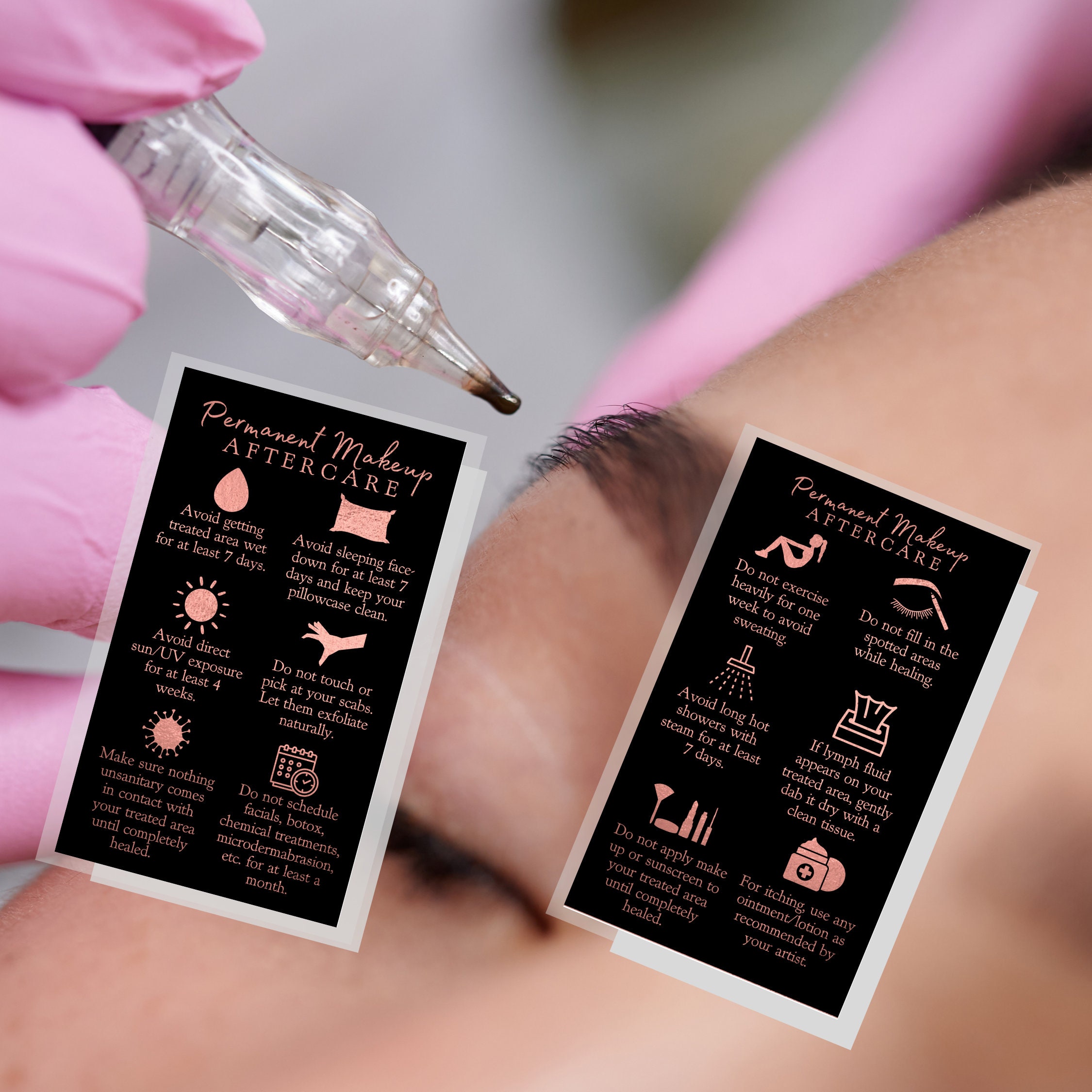 Permanent Makeup Aftercare Cards Physical Printed 2x3.5 Etsy