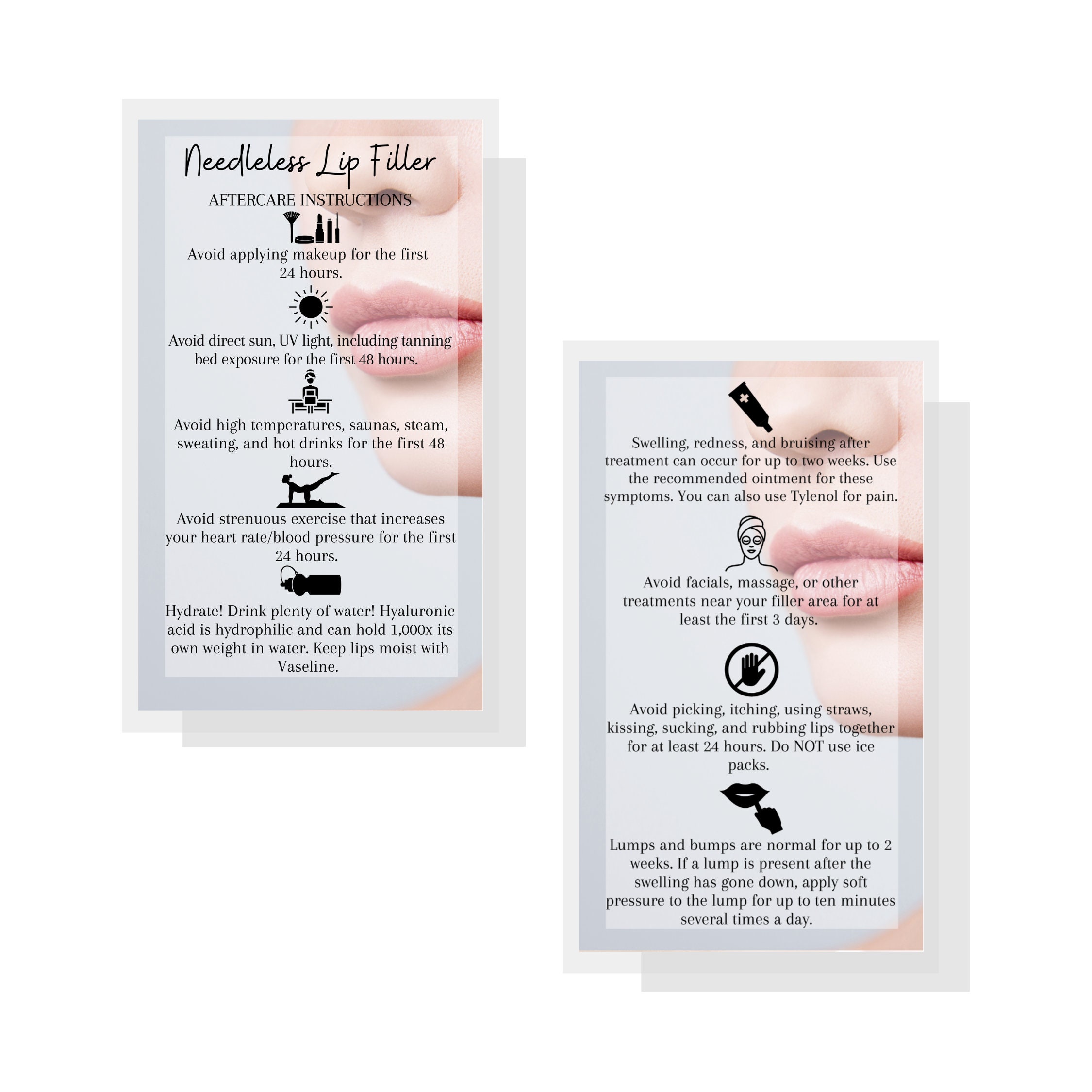 Needleless Lip Filler Aftercare Cards Physical Printed Etsy
