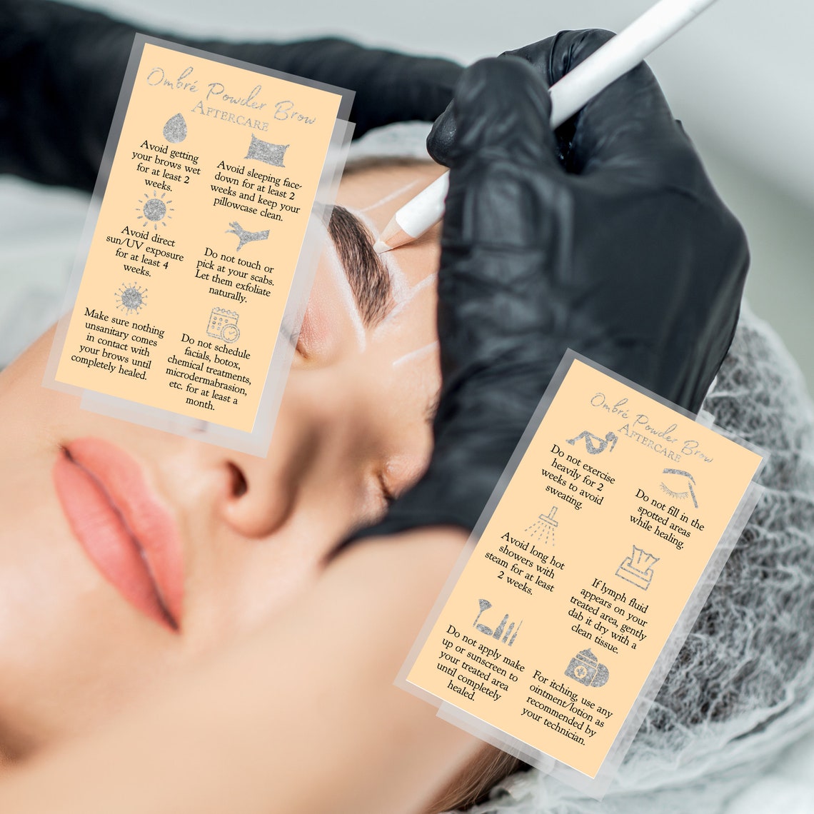 Ombre Powder Brow Aftercare Instruction Cards Physical Etsy
