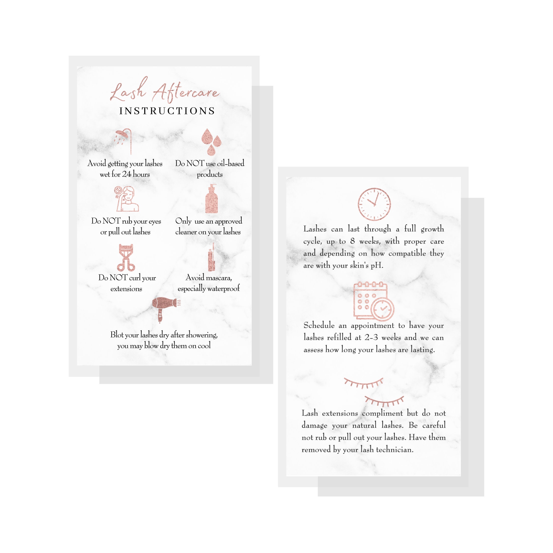 Lash Extension Aftercare Card Physical Printed 3.5x2 Inch | Etsy