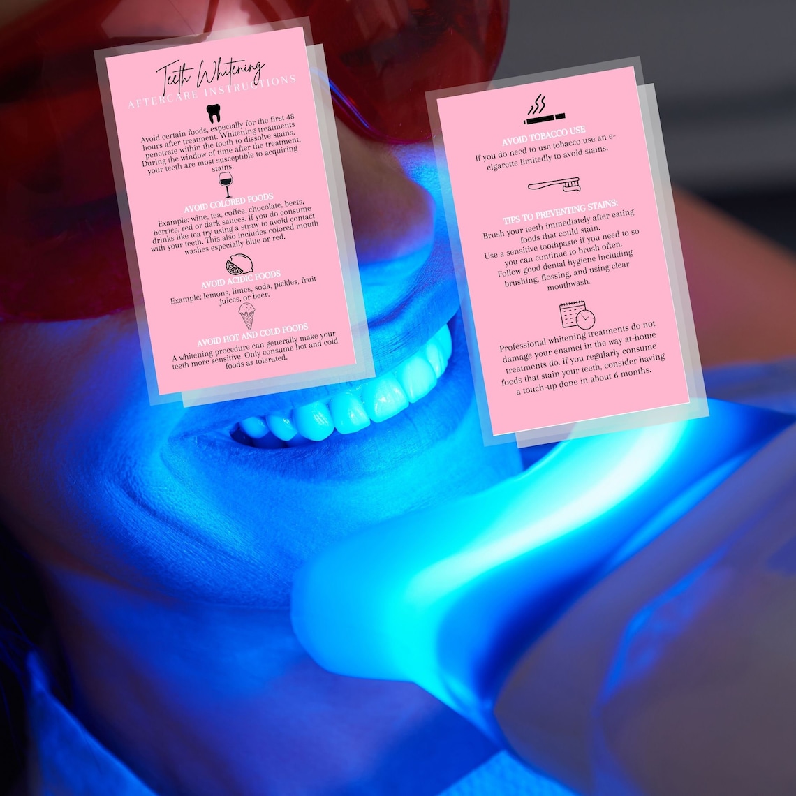 Teeth Whitening Aftercare Instruction Card Physical Printed Etsy