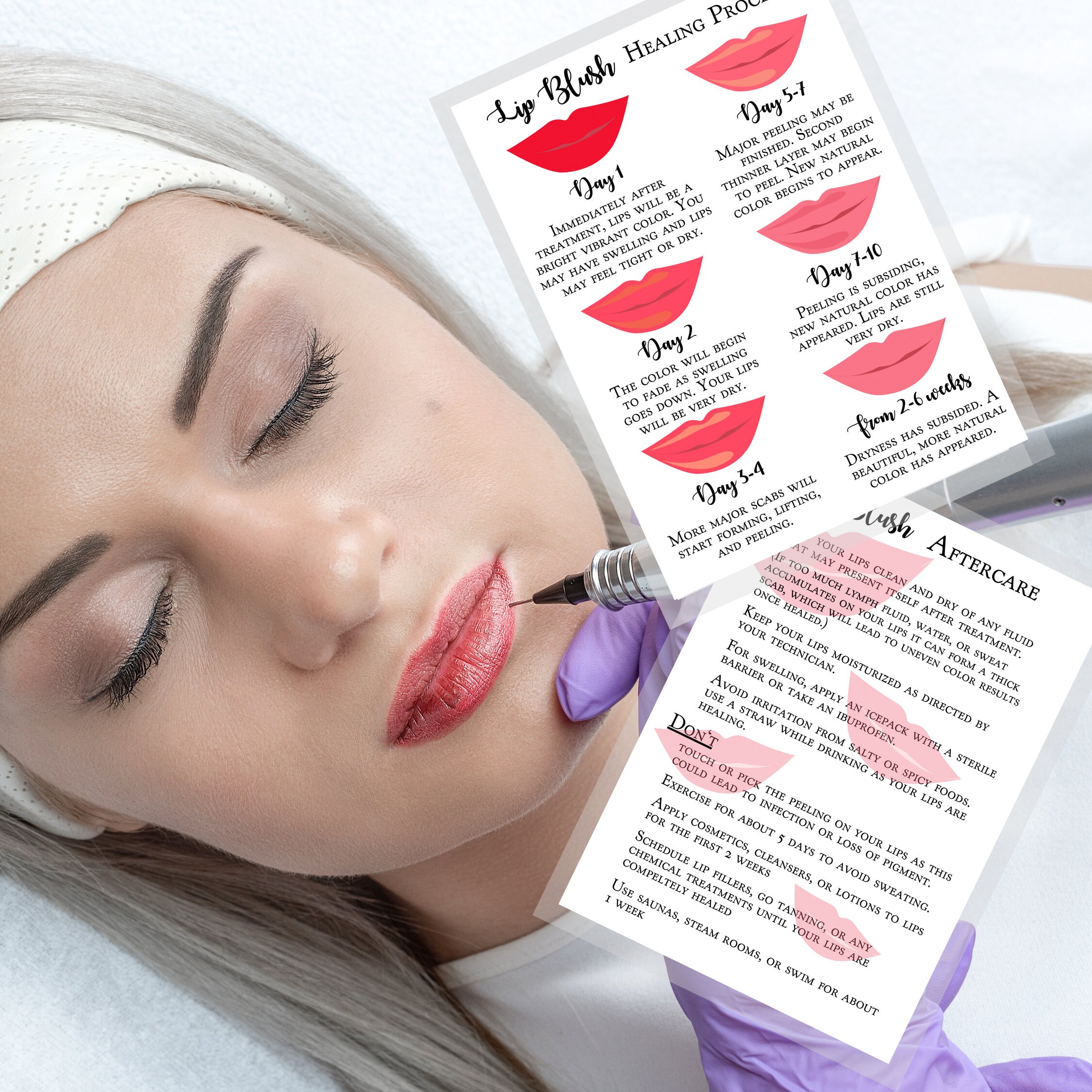 Lip Blush Healing Process and Aftercare Instruction Cards Etsy