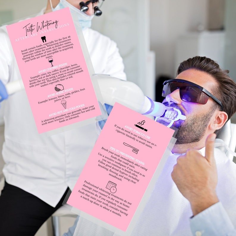 Teeth Whitening Aftercare Instruction Card Physical Printed Etsy