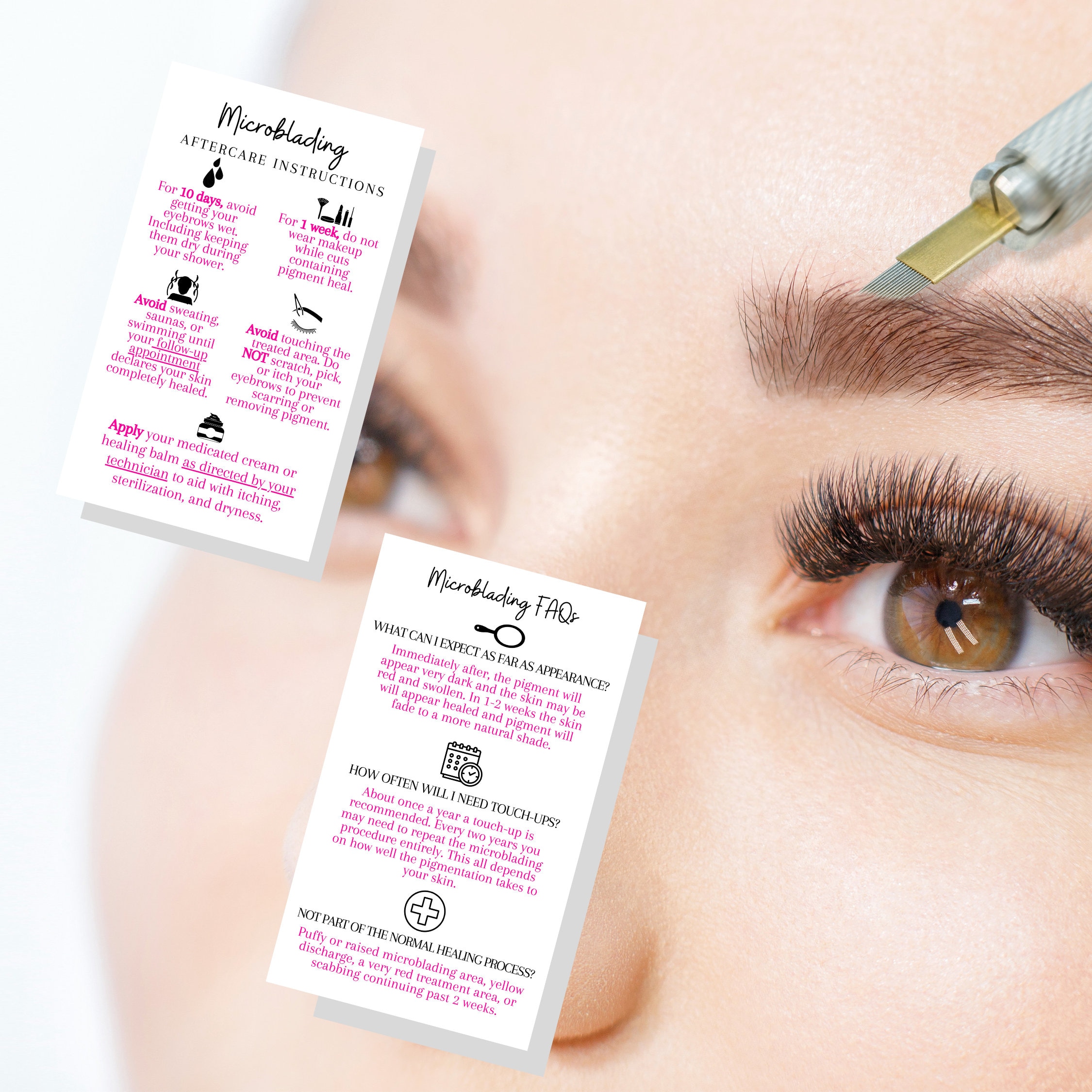 Microblading Aftercare and Faqs Instruction Cards Physical | Etsy
