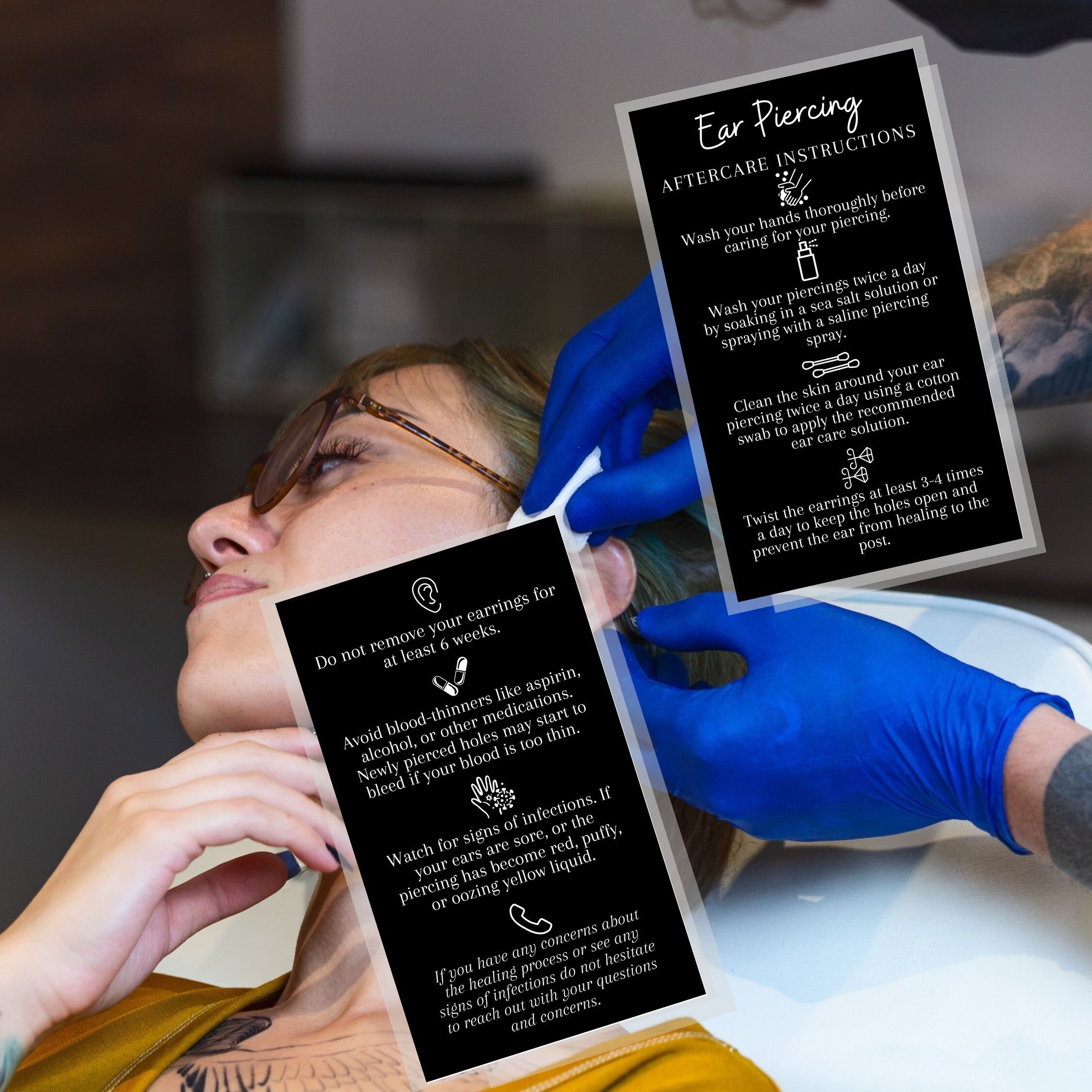 Ear Piercing Aftercare Cards Physical Printed 2x3.5 inch Etsy