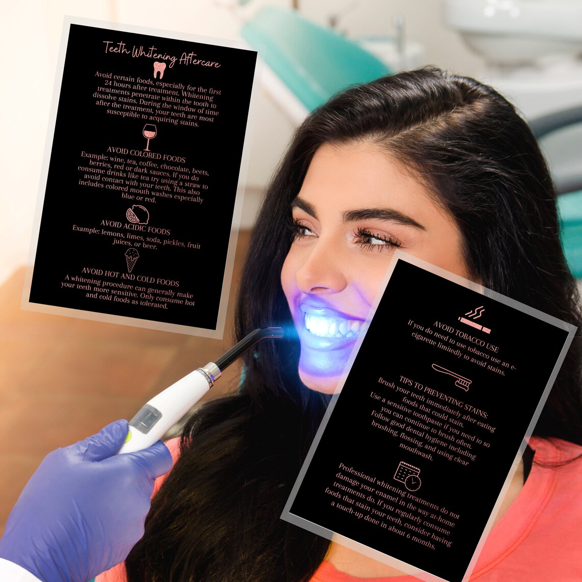 Teeth Whitening Aftercare Instruction Card Physical Printed Etsy