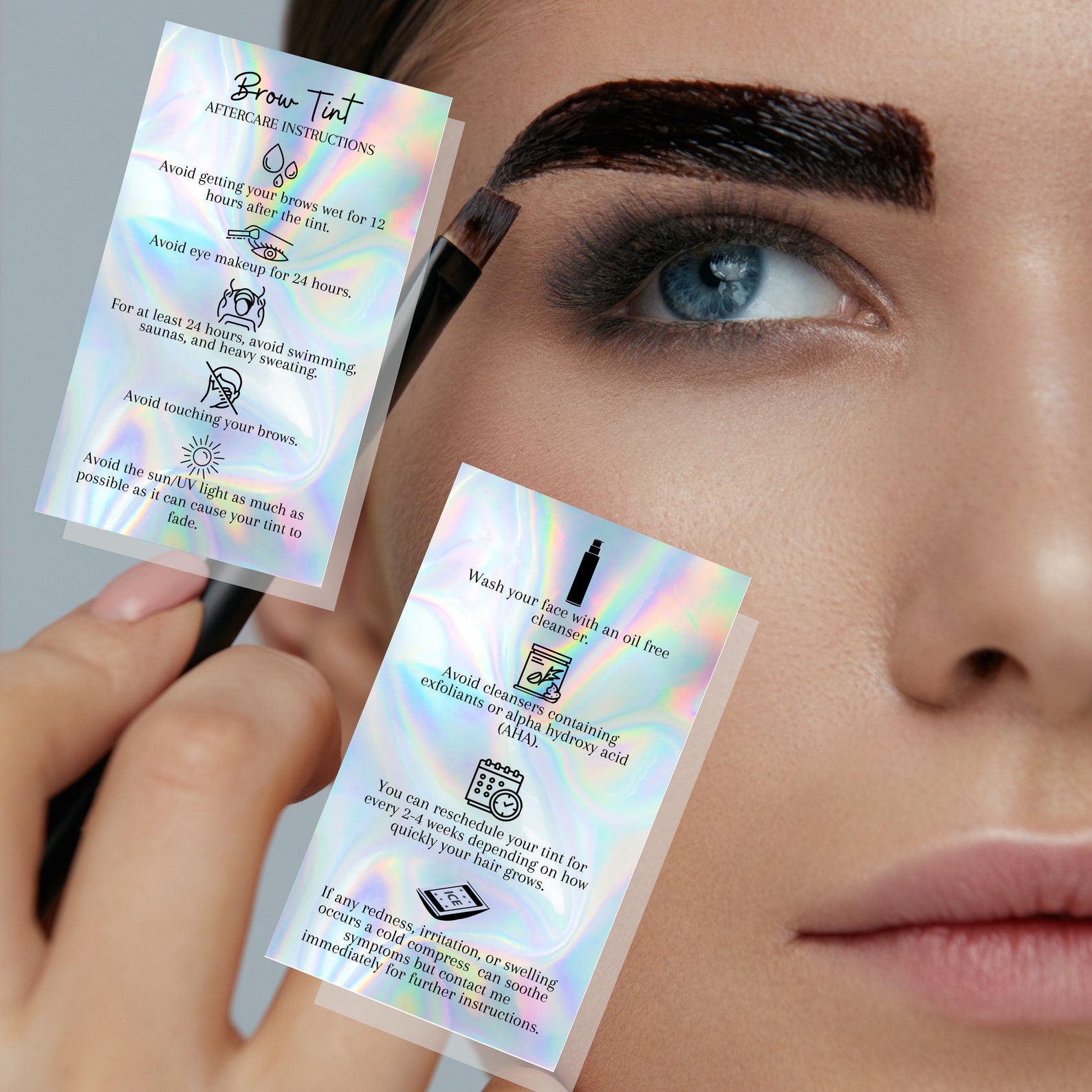 Brow Tint Aftercare Instruction Cards Physical Printed 2 X Etsy