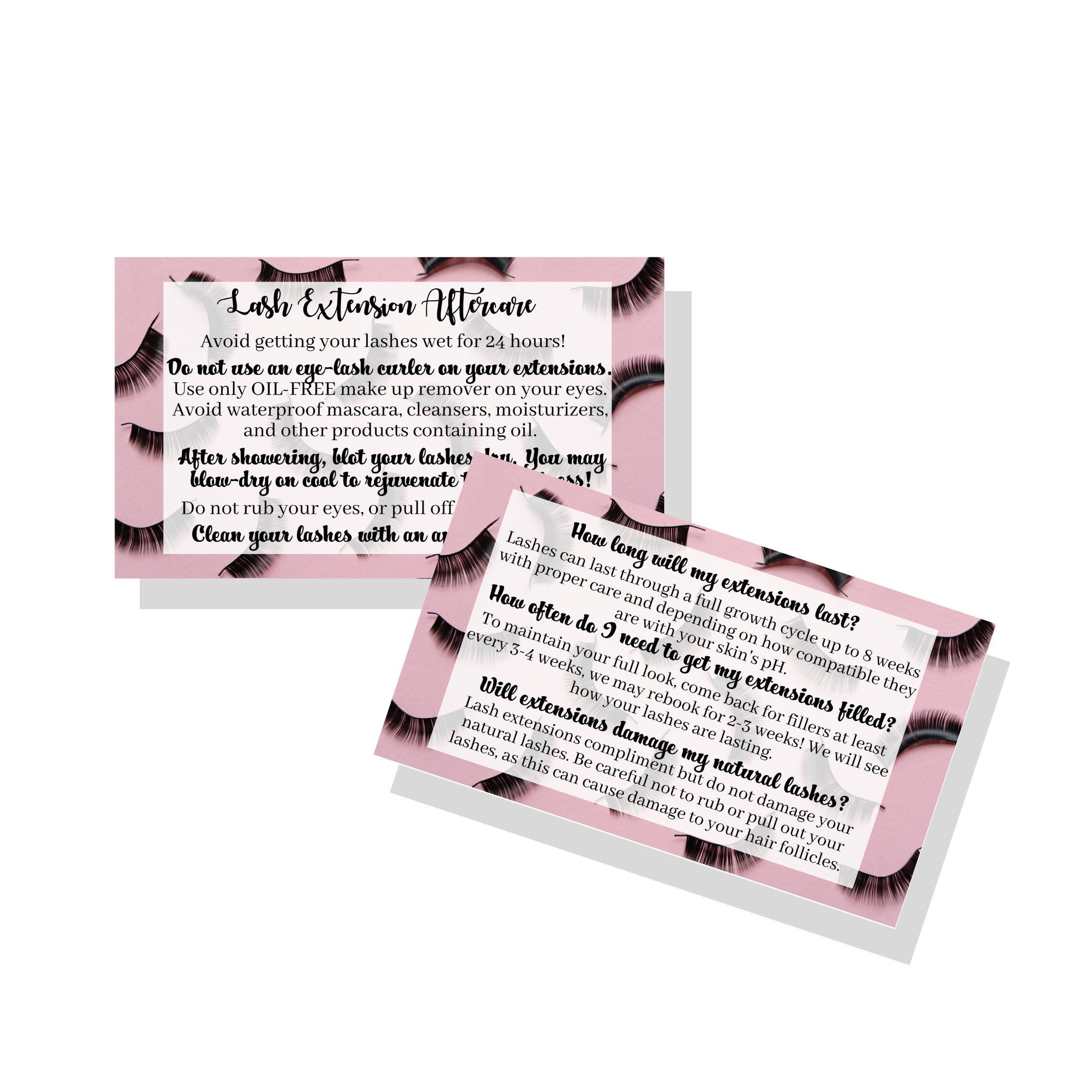 Lash Extension Aftercare Instruction Cards 34 or 23 Week Etsy