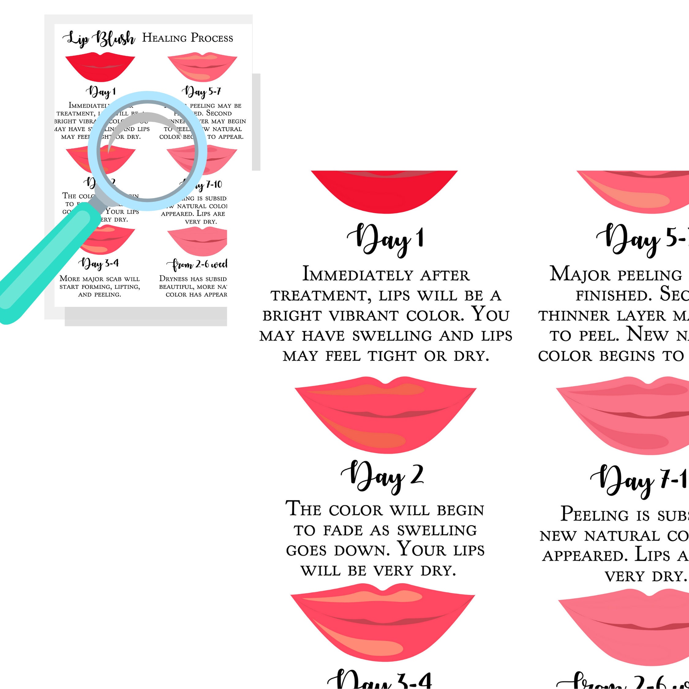 Lip Blush Healing Process and Aftercare Instruction Cards Etsy
