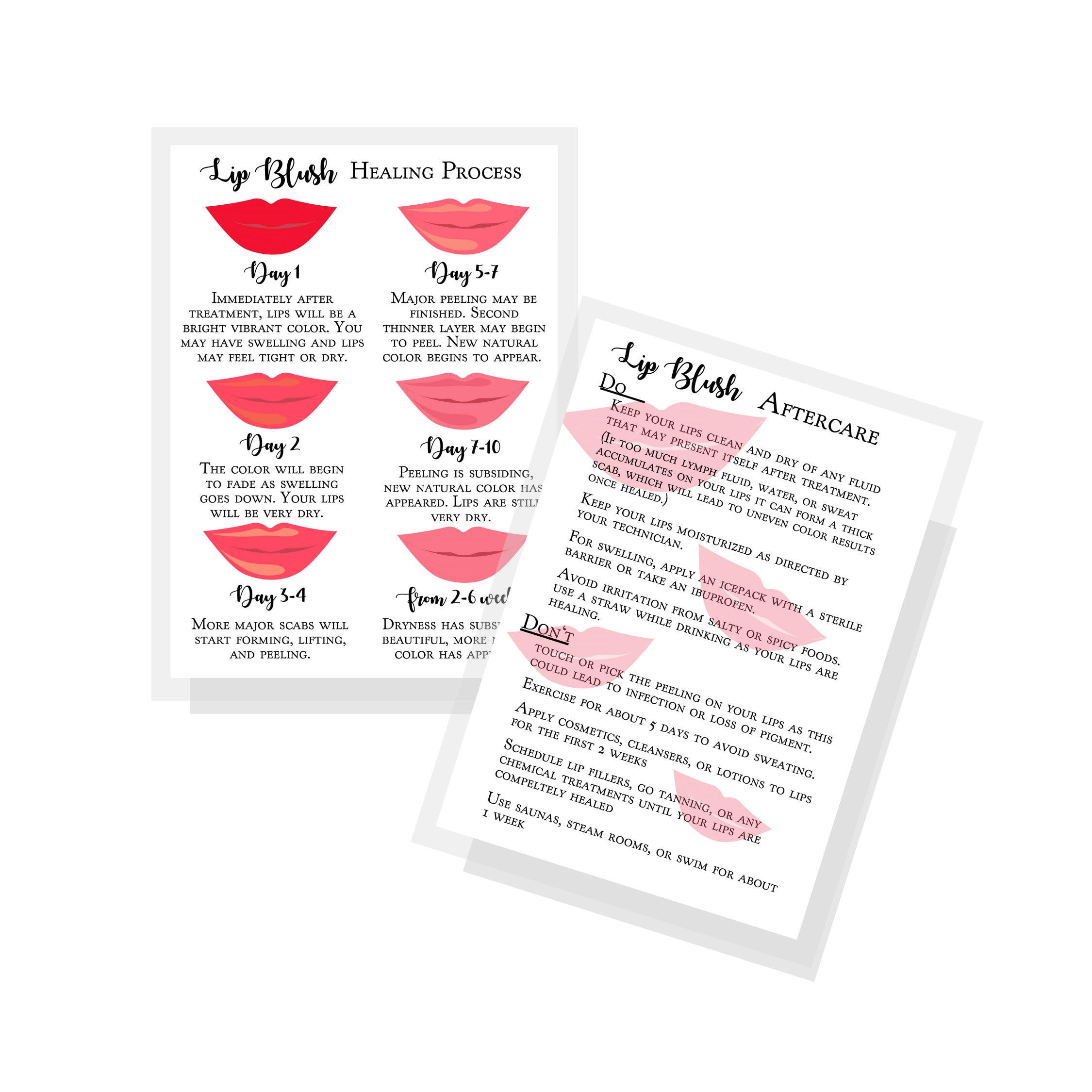 Lip Blush Healing Process and Aftercare Instruction Cards Etsy