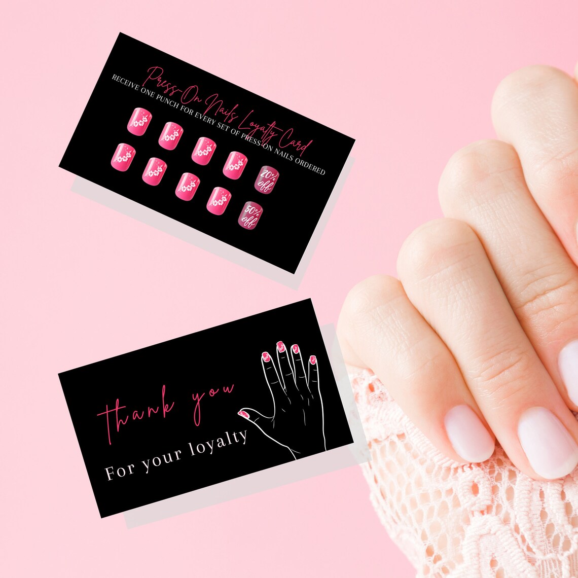 Press On Nail Loyalty Discount Card Physical Printed Etsy