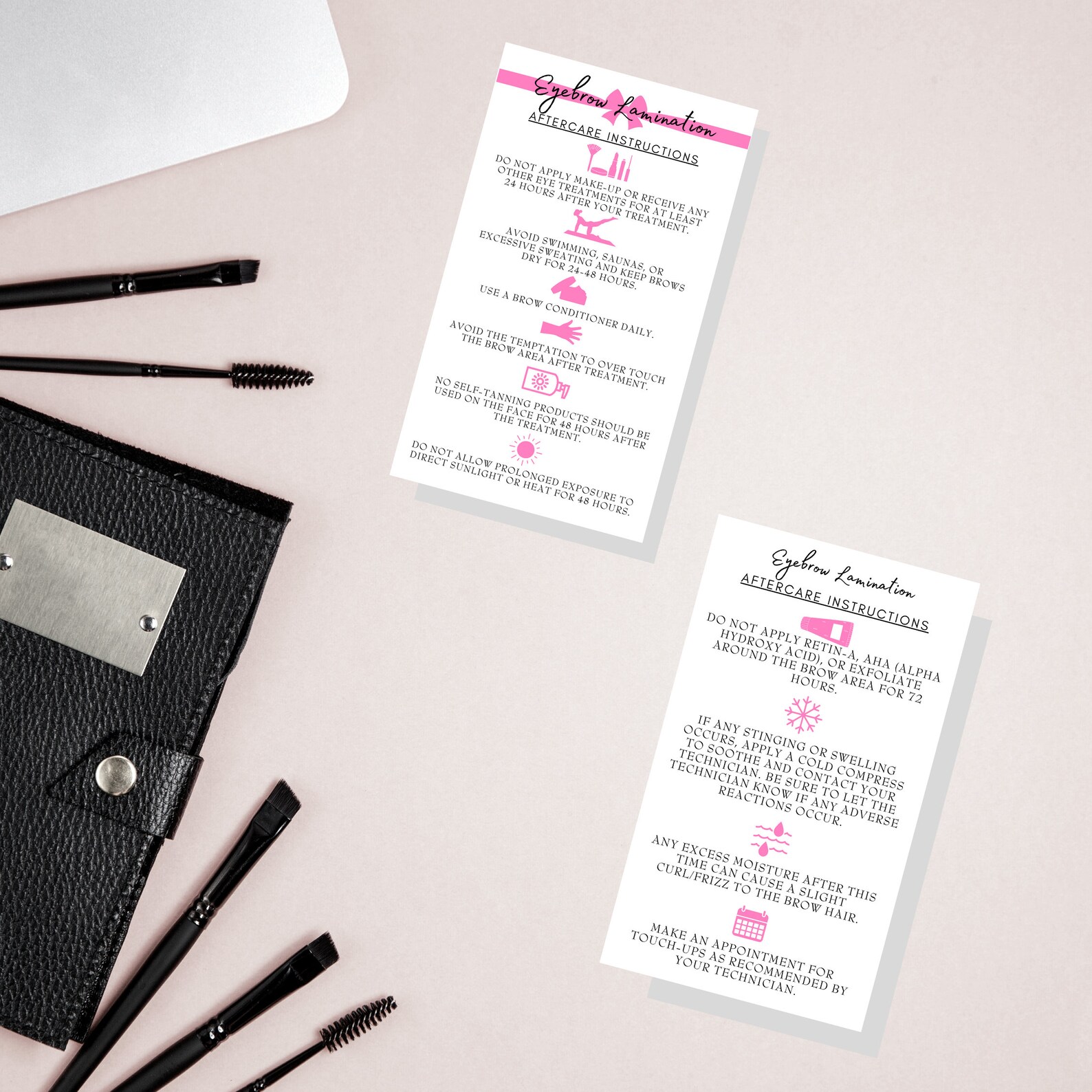 Eyebrow Lamination Aftercare Instruction Cards Physical Etsy