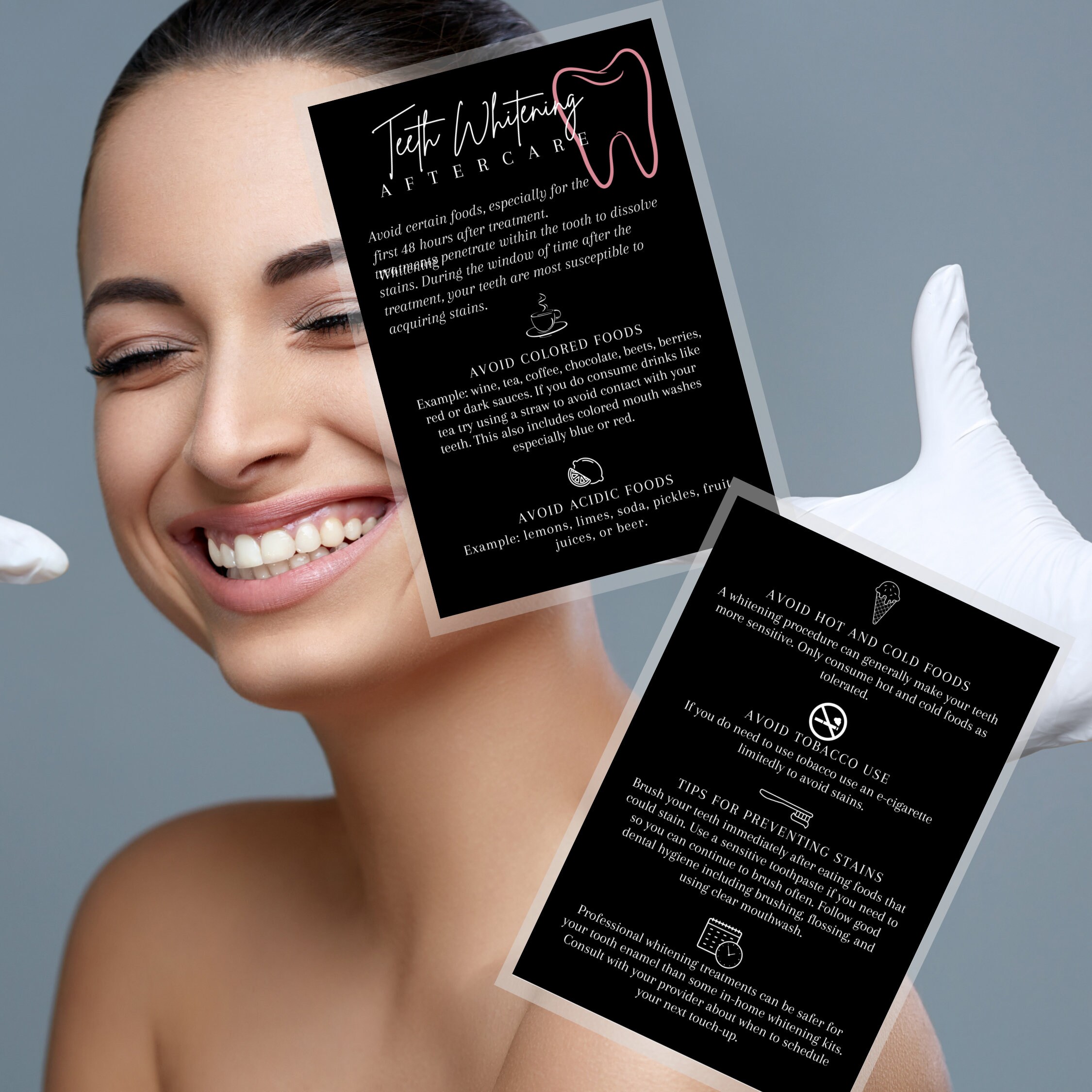 Teeth Whitening Aftercare Instruction Card Physical Printed Etsy