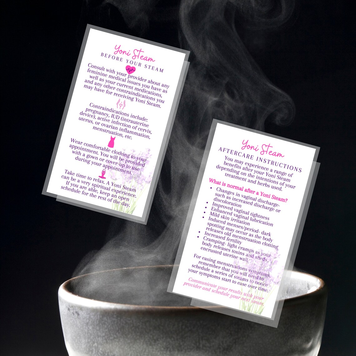 Yoni Steam Before & After Steam Care Card Physical Printed Etsy