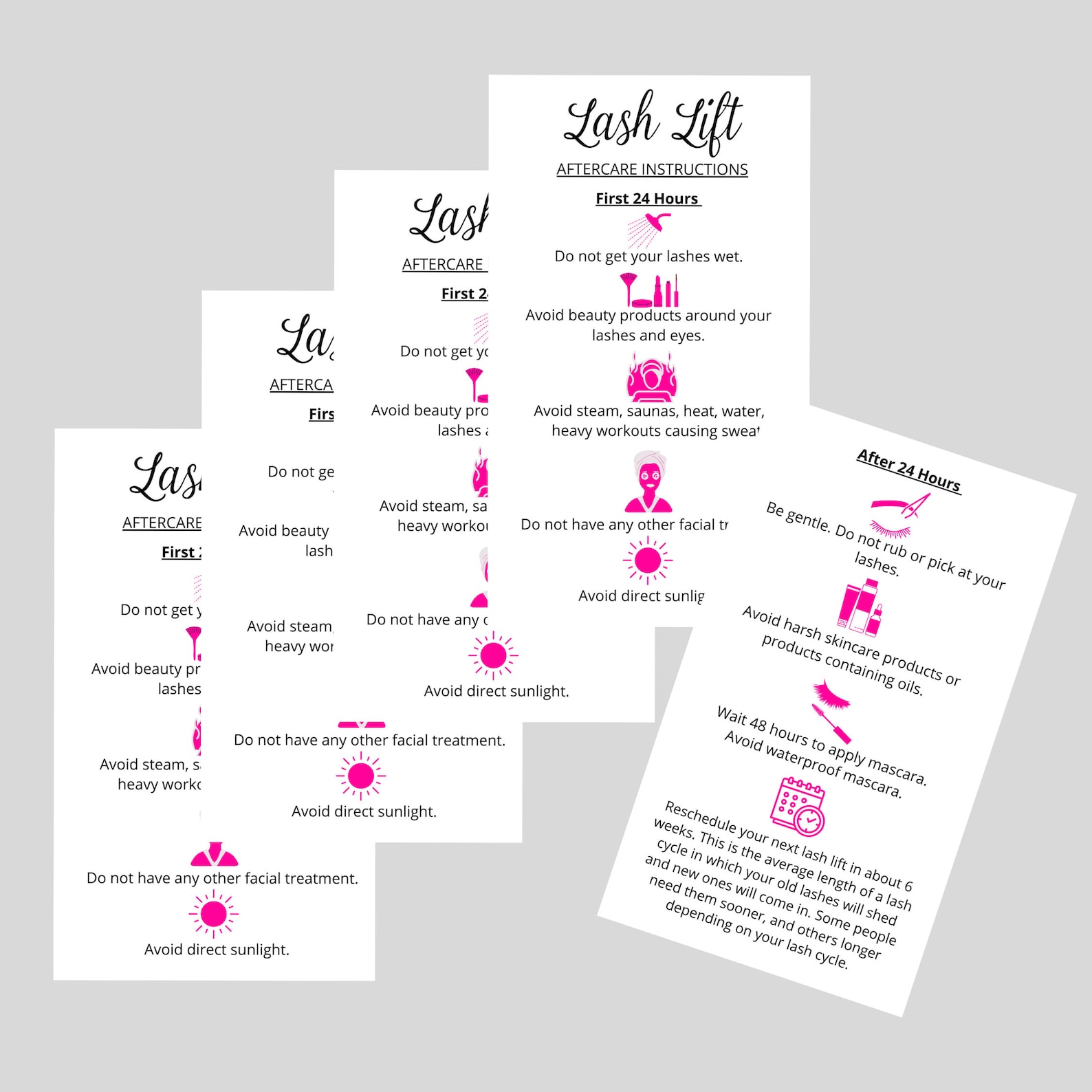 Lash Lift Aftercare Instruction Cards Physical Printed 2 X Etsy