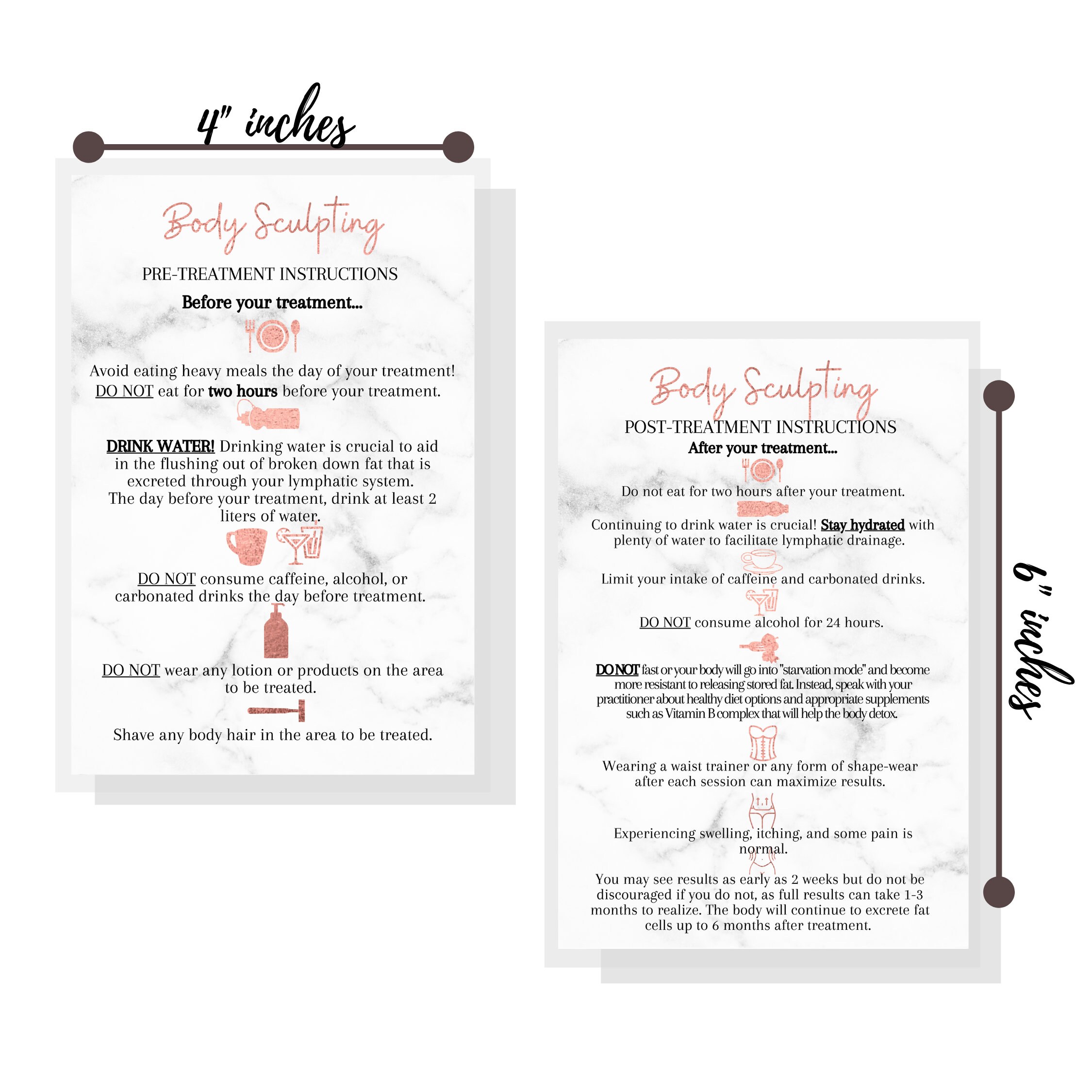 Body Sculpting Pre and Post Treatment Information Card Etsy