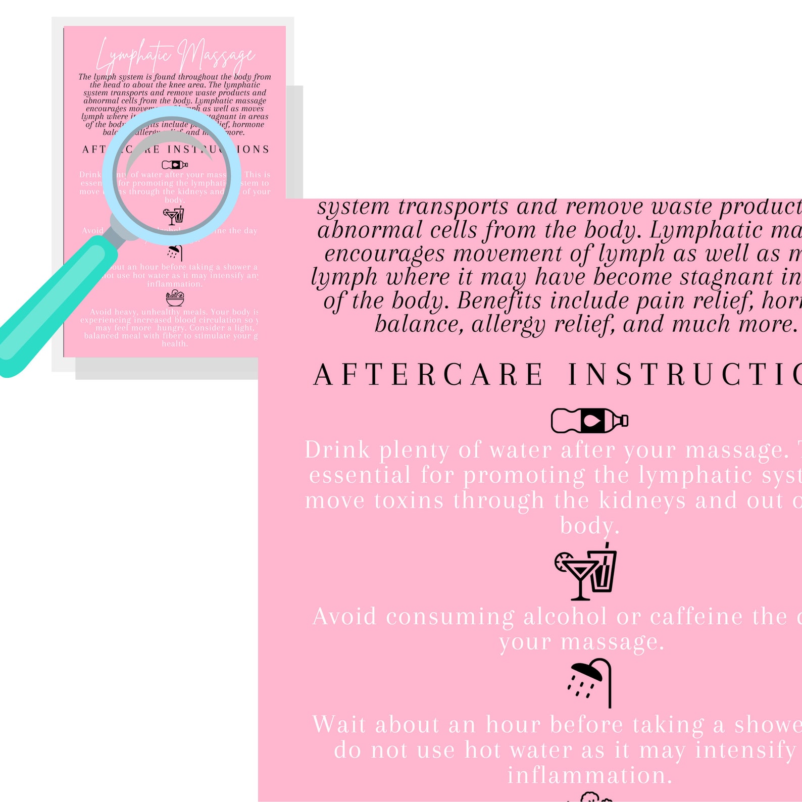 Lymphatic Massage Information & Aftercare Card Printed Etsy