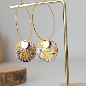 Boucles d'oreilles or pendantes style japonais créoles Bijoux pour femme. Cadeau bijou artisanal image 3