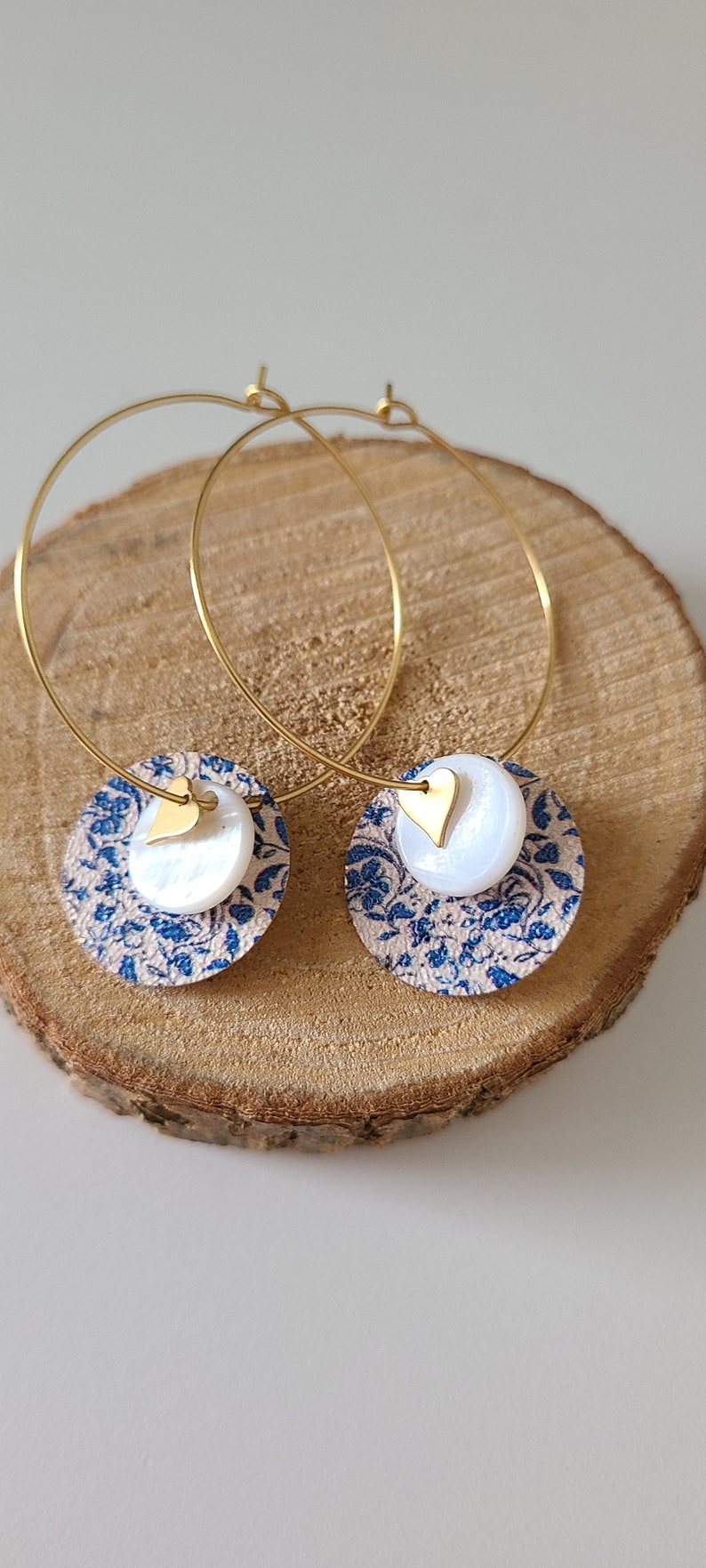 Boucles d'oreilles or pendantes style japonais créoles Bijoux pour femme. Cadeau bijou artisanal image 3